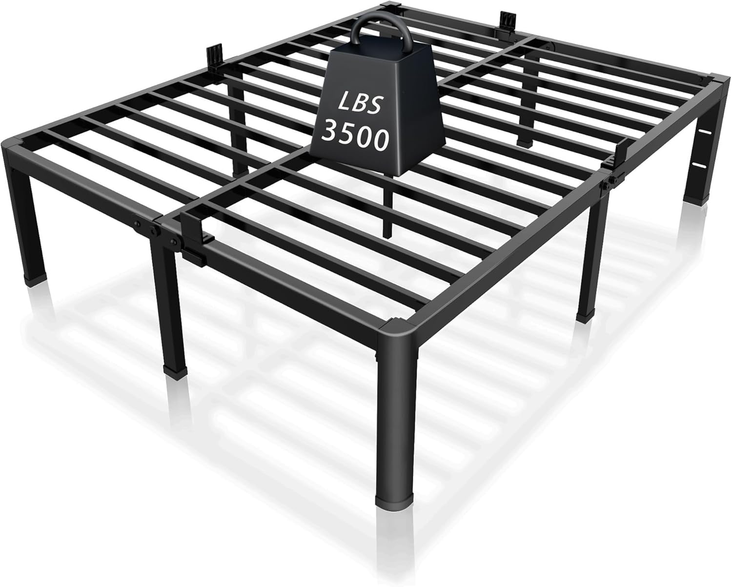 ROIL 14 inch Metal Queen Bed Frame with Rounded Corner and Headboard Hole Mattre...