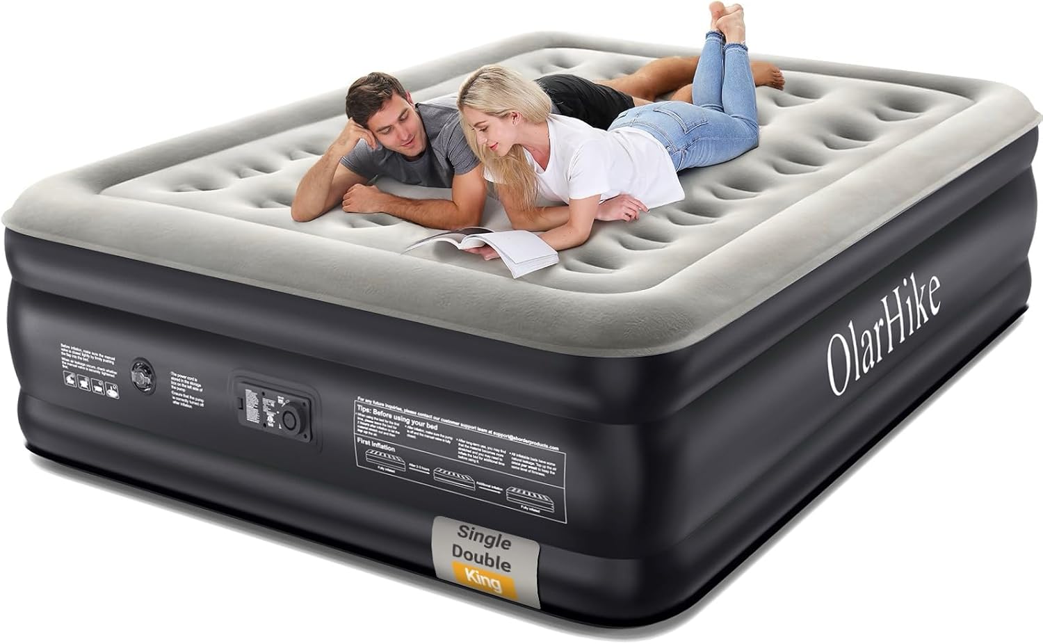 OlarHike Inflatable Mattress, Air Bed with Built-in Electric Pump, King Size Blo...