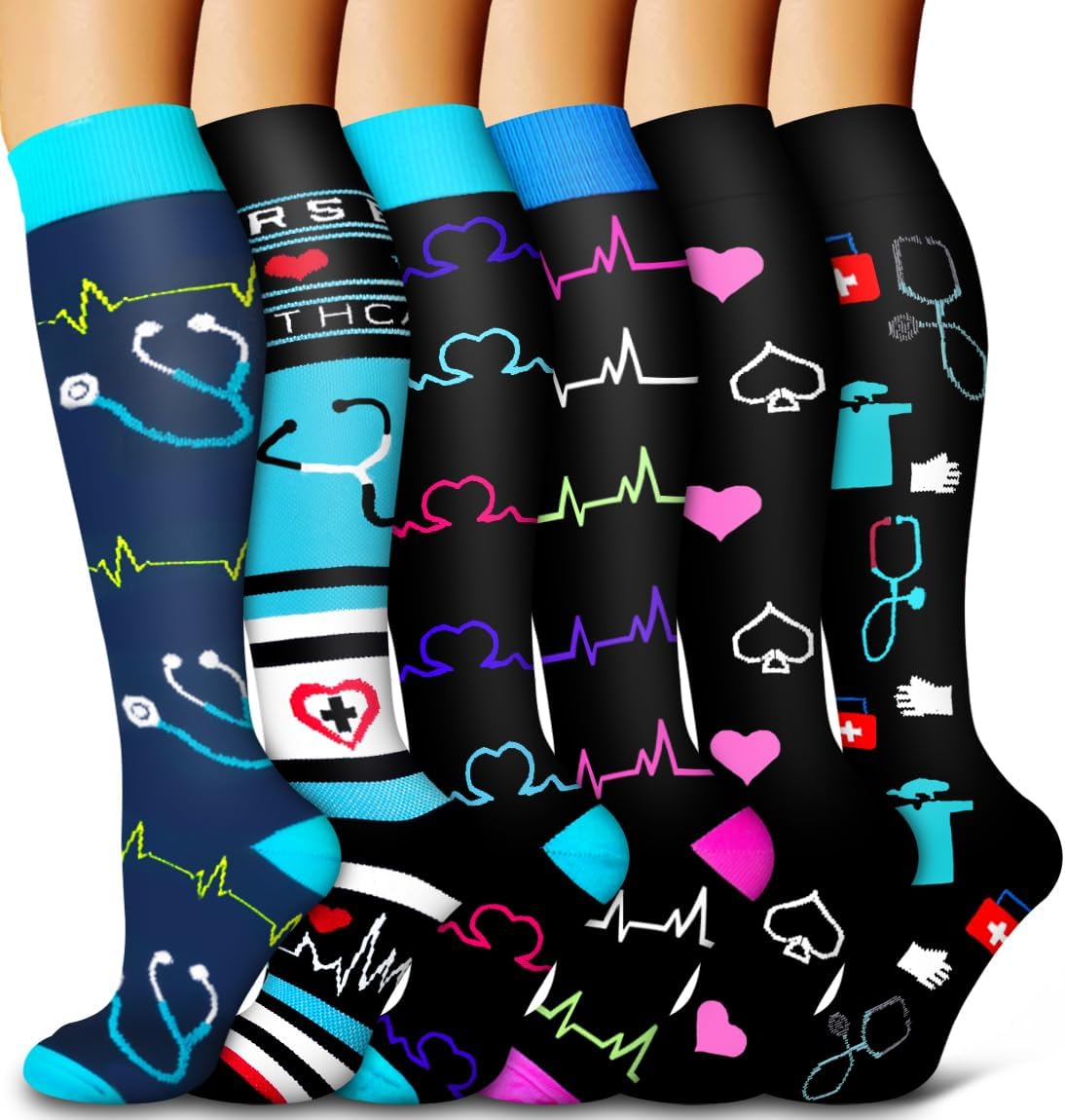 Copper Compression Socks, Unique 6 Pack Supportive Socks for Women&Men, Innovati...
