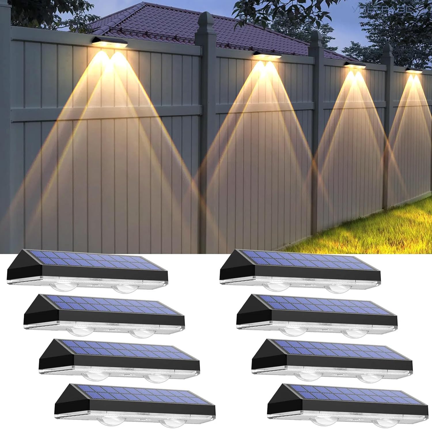 Solar Fence Lights Outdoor - 2700/4000/6000K 3 Mode, Waterproof LED, Fence Light...