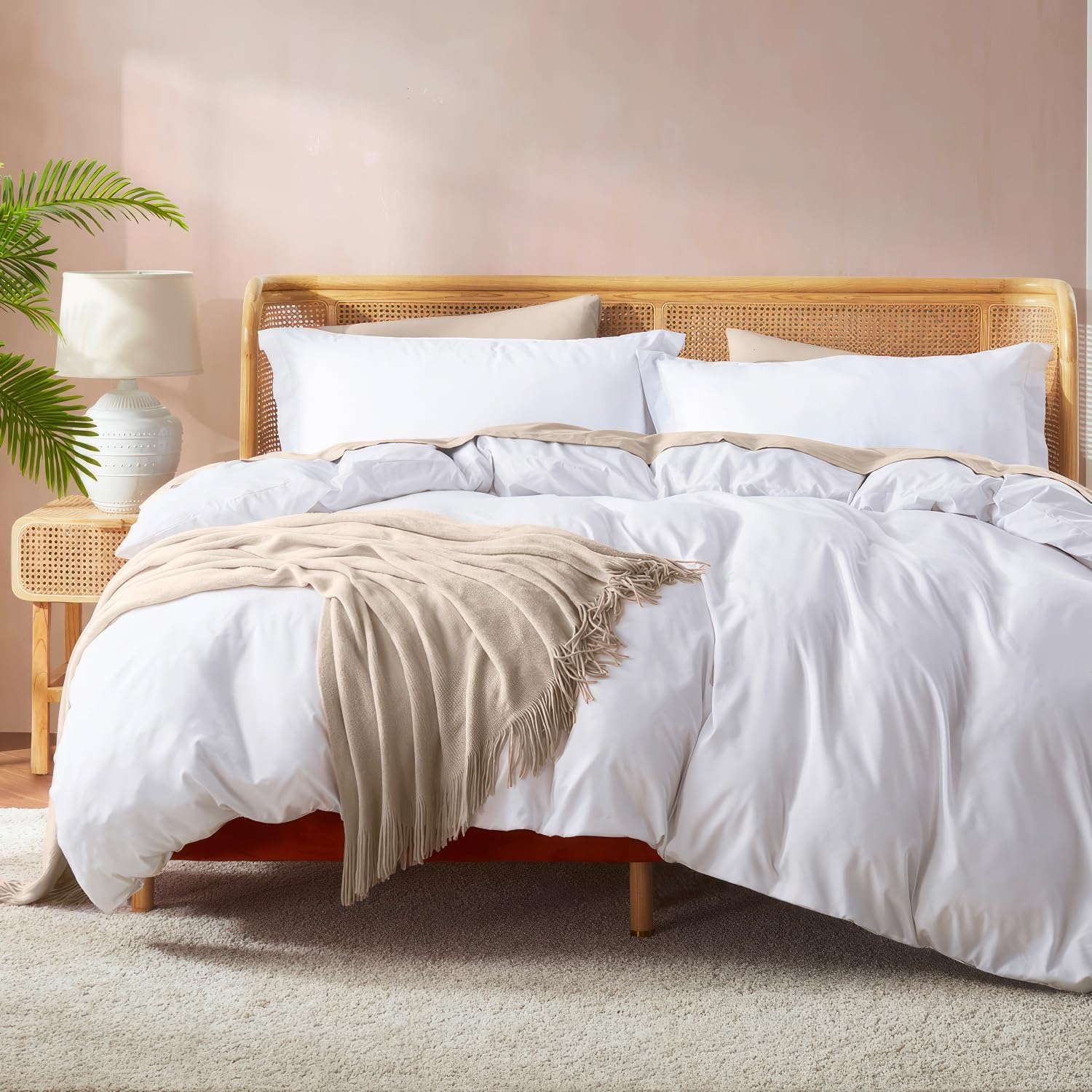 Nestl White Duvet Cover Queen Size - Soft Double B...