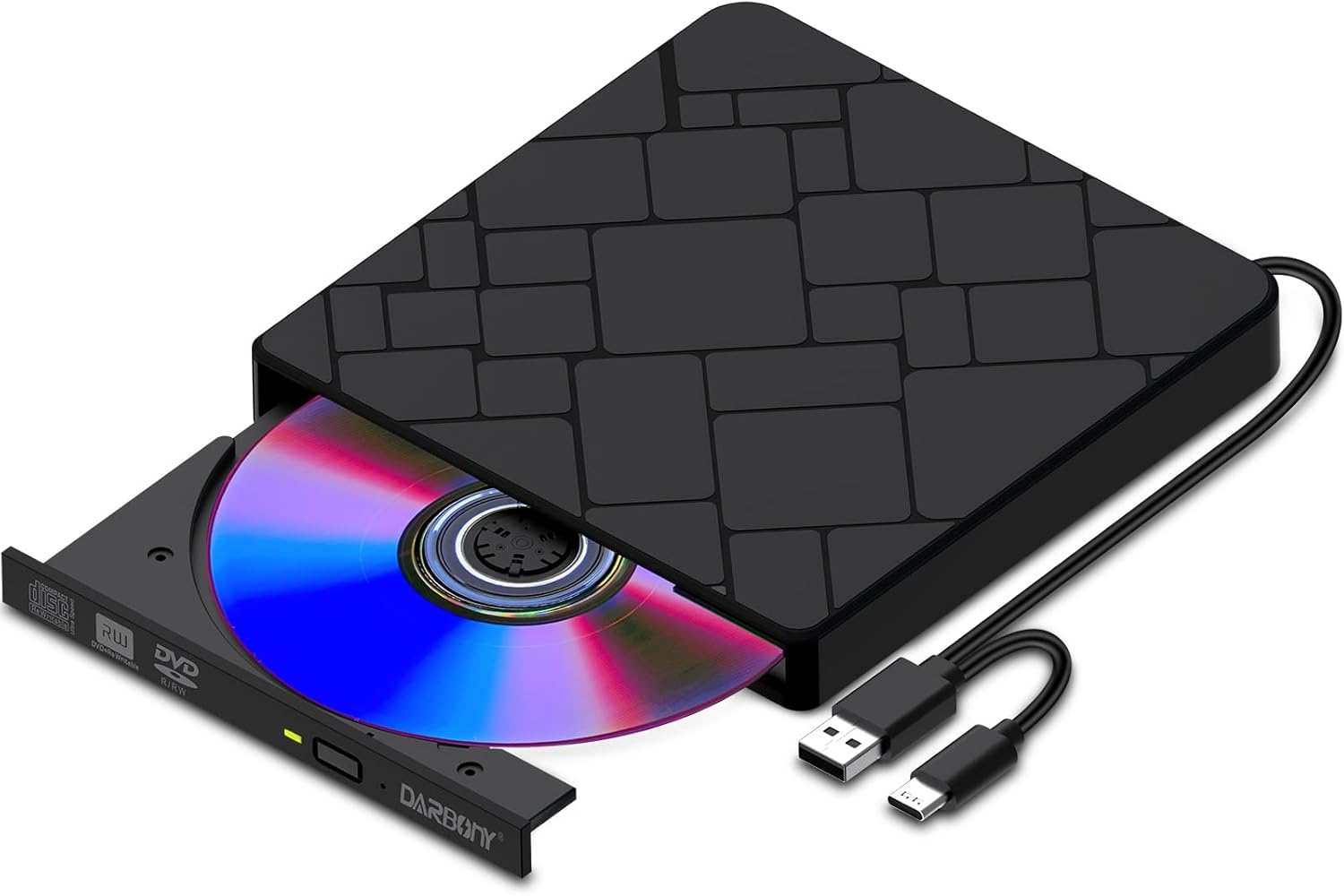 External CD DVD Drive for Laptop USB 3.0 Type-C Slim Portable Player CD DVD RW W...