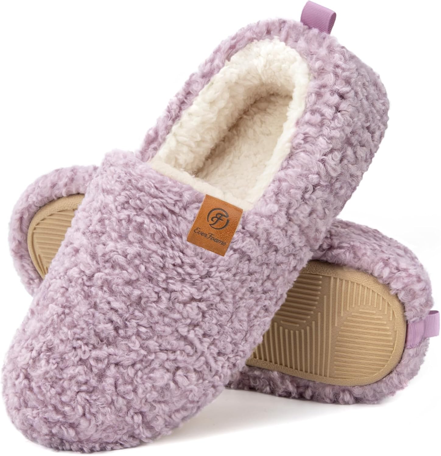 Comfortable EverFoams Women's Fuzzy Full Slippers, Special Indoor House Shoes wi...