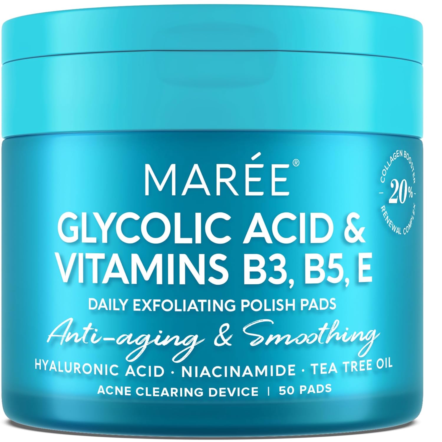 MAREE Glycolic Acid Pads - Toner Pads for Face Cleansing - Exfoliating Pad with...