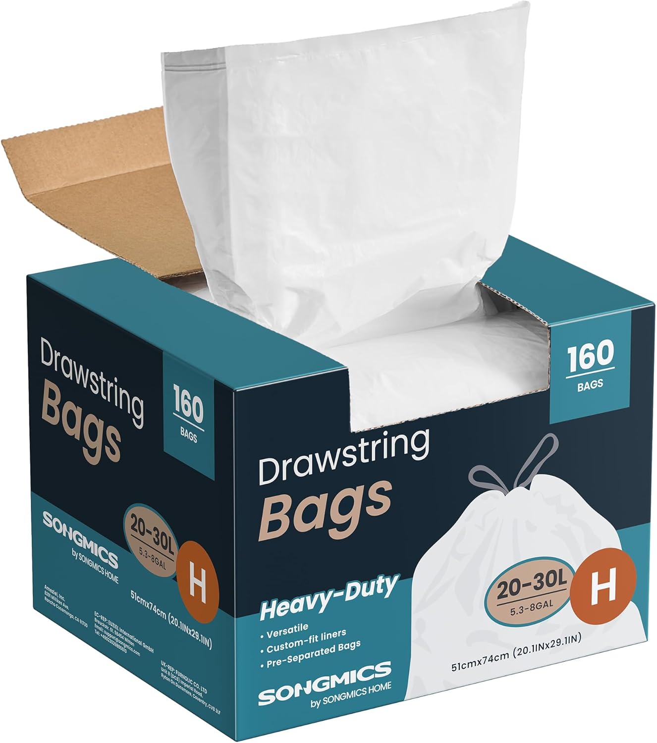 Special SONGMICS Bin Bags, Heavy-Duty Rubbish Bags with Drawstrings, High-Qualit...