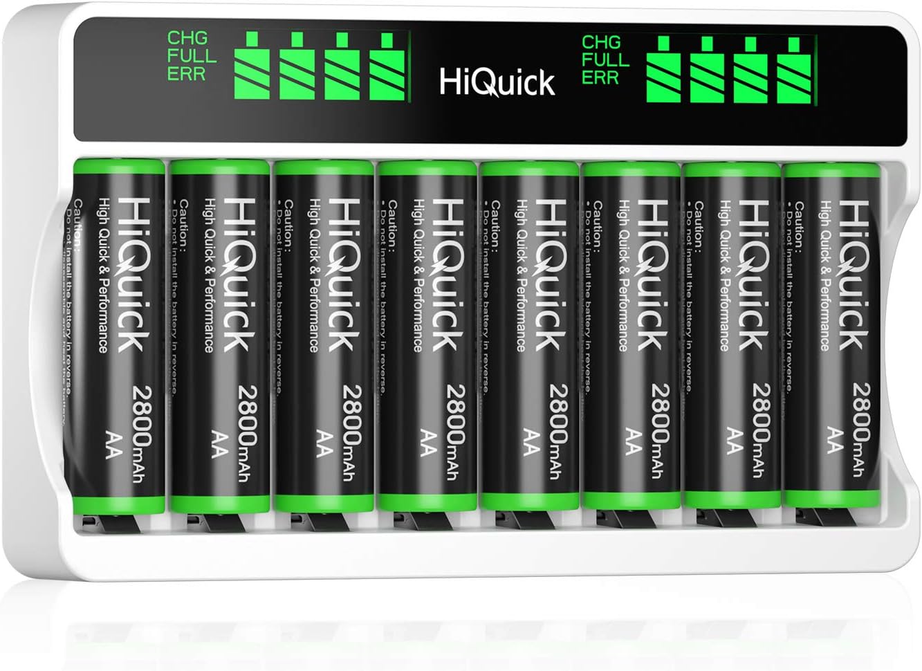 HiQuick 8-slot AA AAA LCD Battery Charger, 5V 2A Fast Charging Function, Type C...
