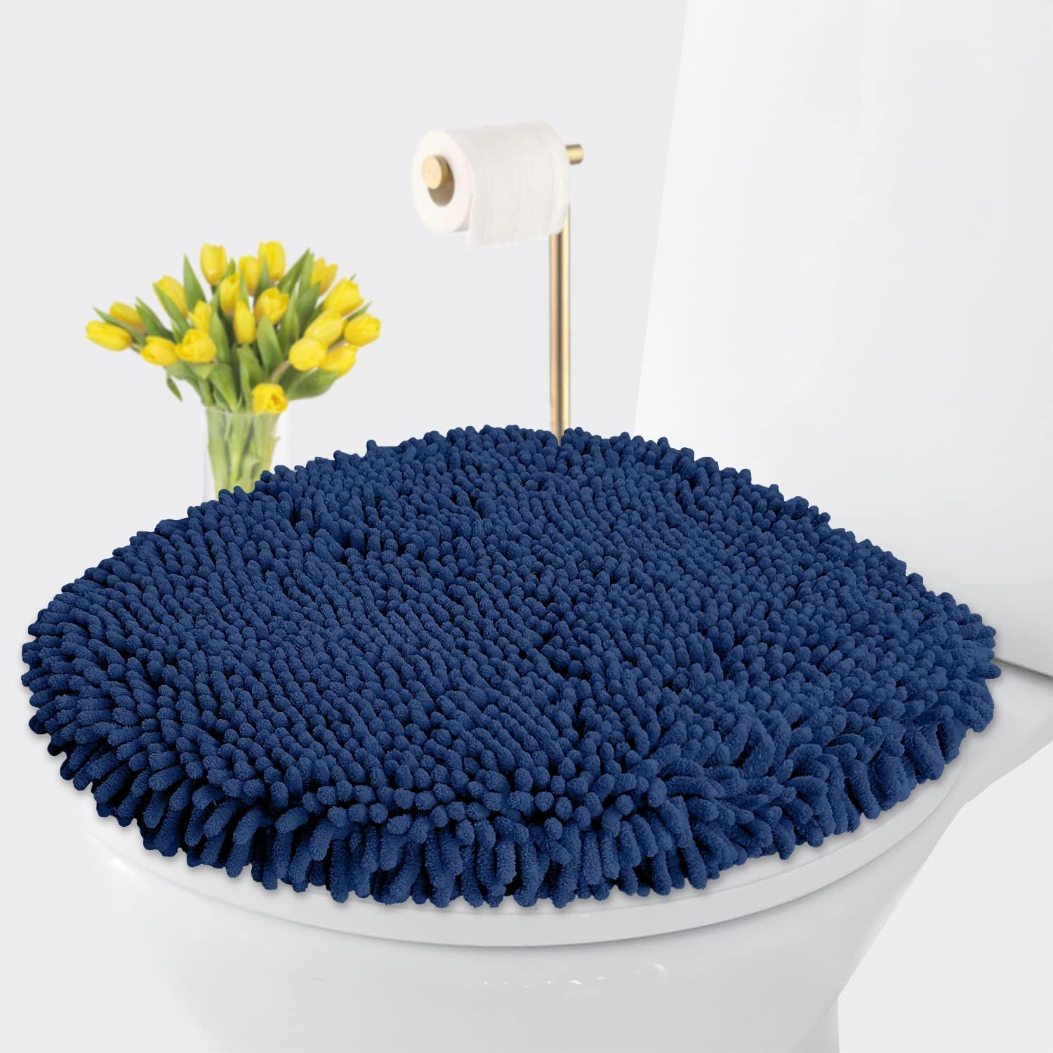 LuxUrux Toilet Lid Cover, Special Extra-Soft Plush Seat Cover, Innovative Washab...
