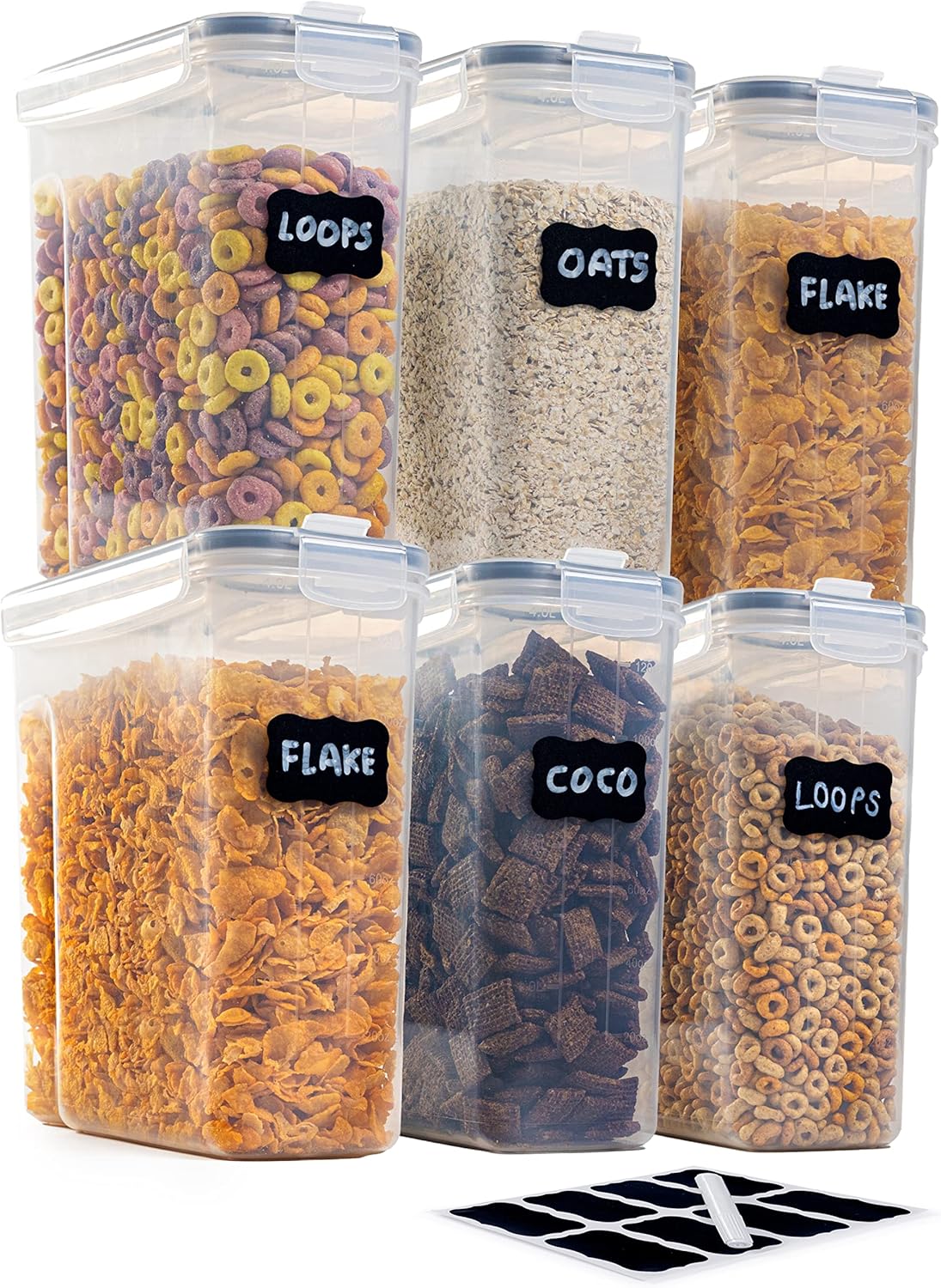 nuovva Airtight Cereal Storage Containers – 6pcs Food Storage Containers Set – 4...