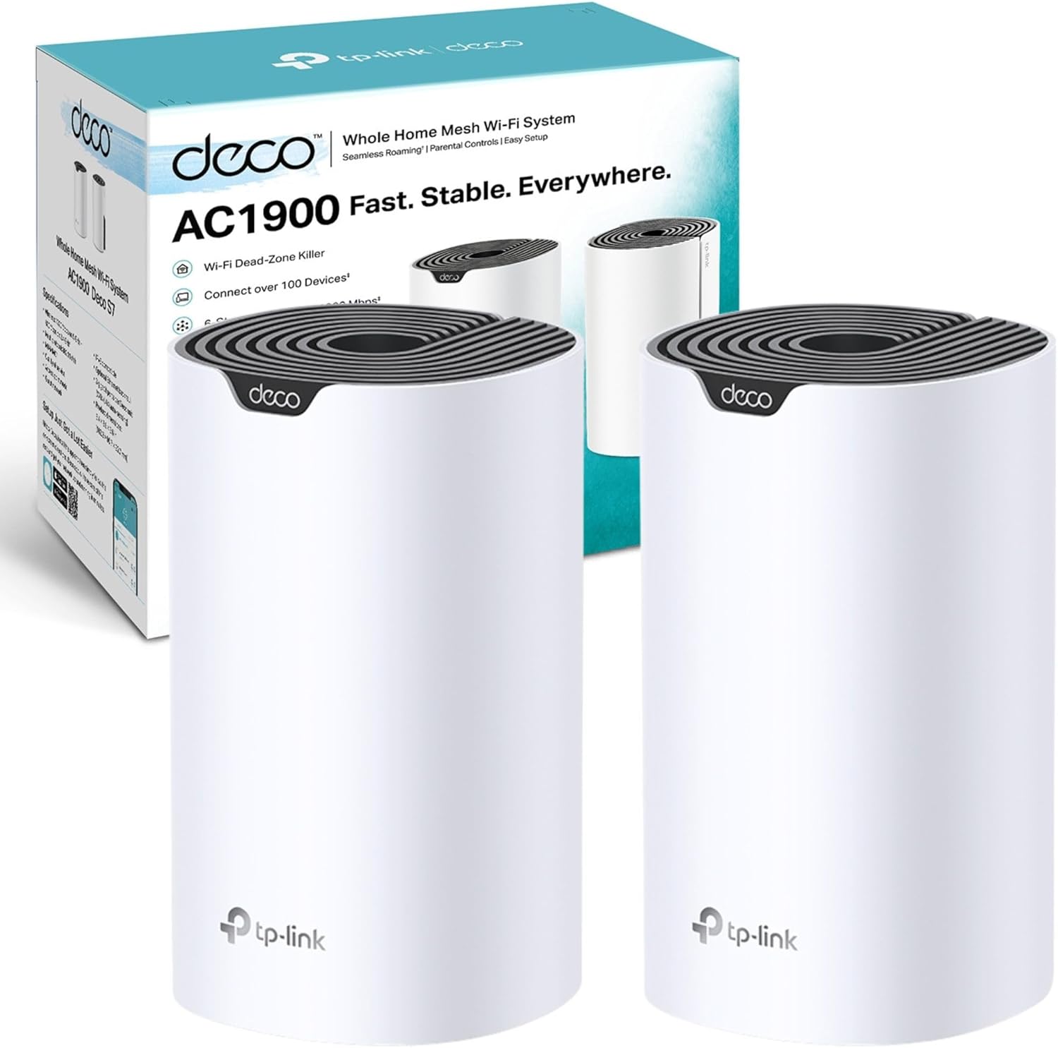 TP-Link Deco S7(2-pack) AC1900Mbps Whole Home Mesh WiFi System, Dual-Band WiFi E...