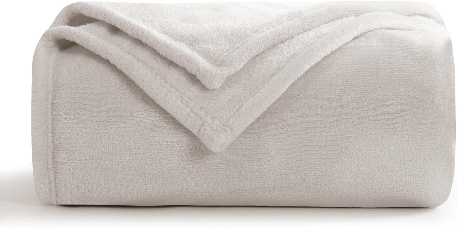 Aisbo Fleece Blanket, Special Soft Warm Blanket Throw Beige, Versatile Fluffy La...