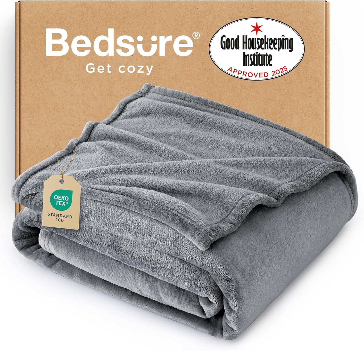 Bedsure Fleece Throw Blanket for Bed - Soft Cosy Fluffy Blankets for Sofa, Warm...