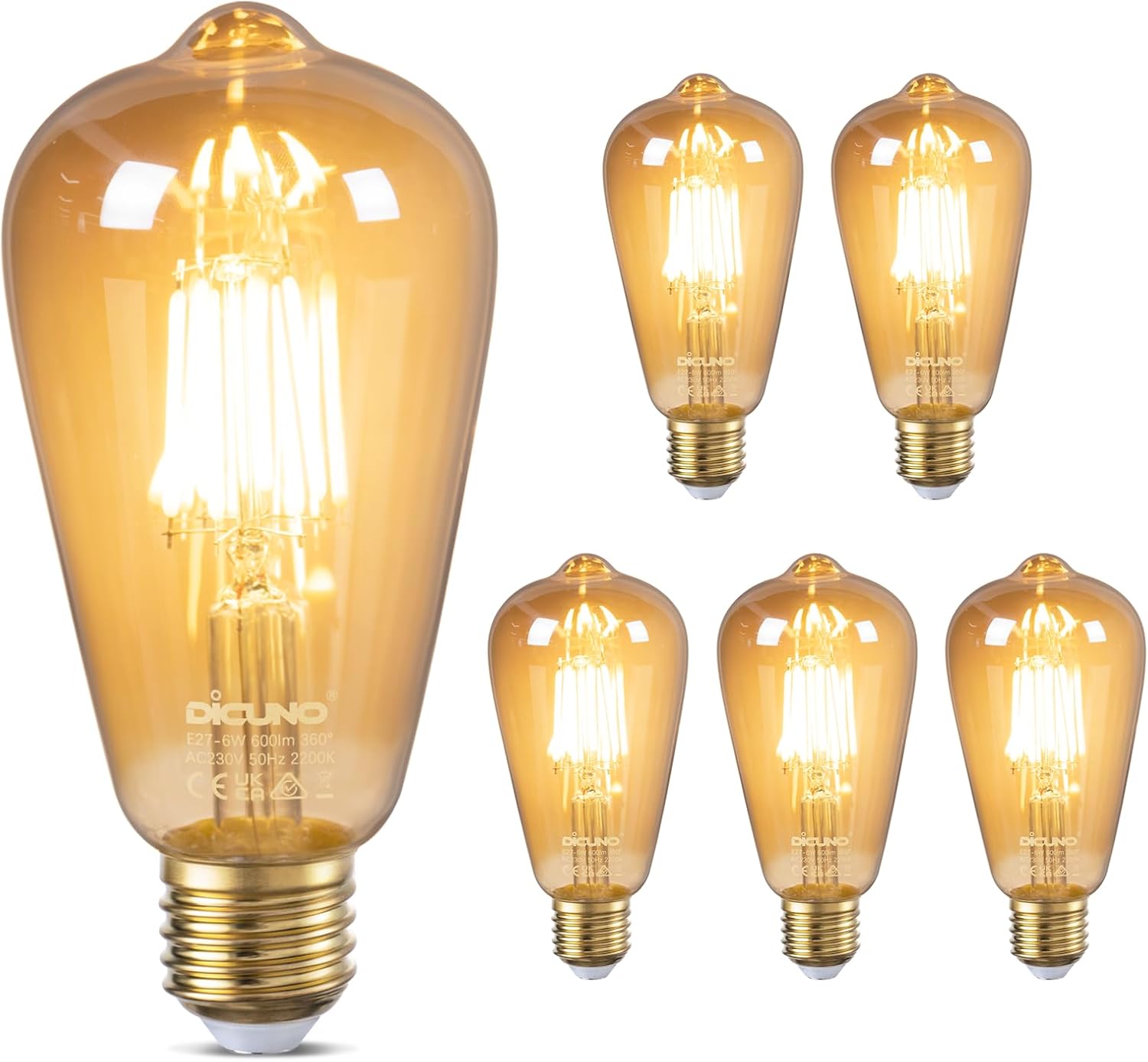 Premium DiCUNO Vintage Light Bulbs, Exceptional Edison Screw LED Filament Lamp,...