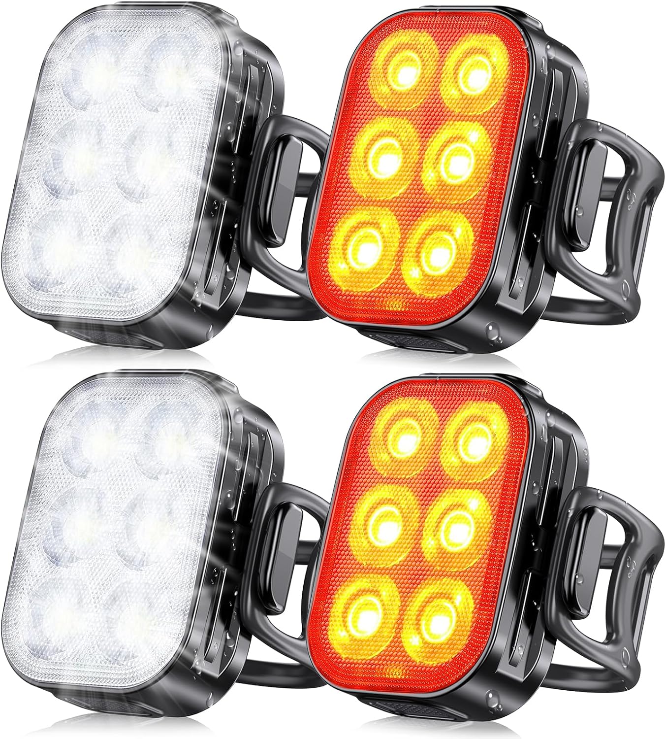Glangeh Bike Lights Ultra Slim, Rechargeable Bicycle Lights Front and Rear, 4+6...