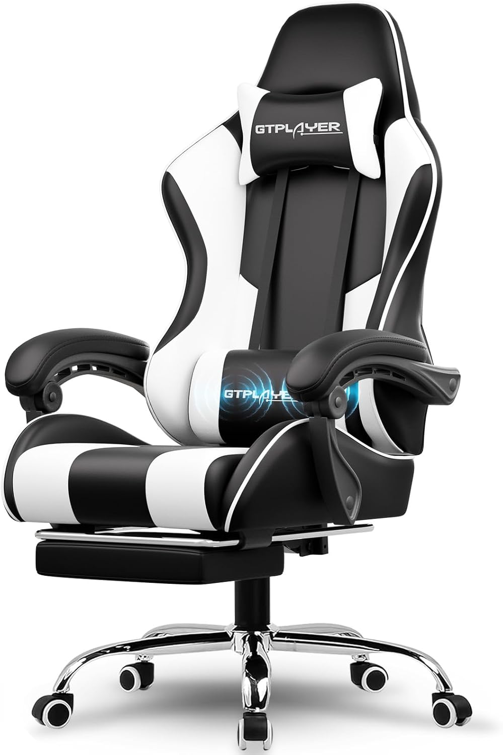 GTPLAYER Gaming Chair, Computer Chair with Footrest and Lumbar Support, Height A...