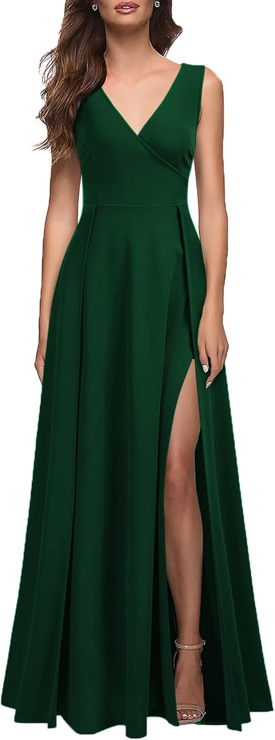 Elegant MUSHARE Women's Dress, Unique V Neck Sleeveless Split, Affordable Formal...