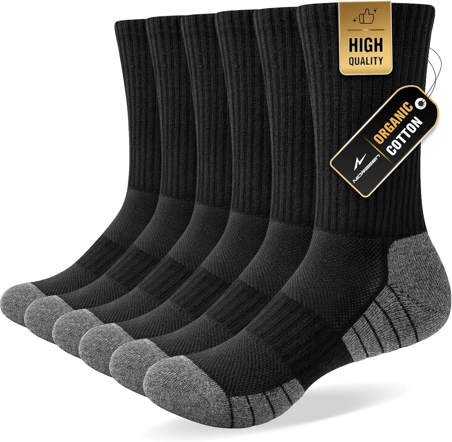 Niorasen 6 Pairs Mens Socks, Cushioned Breathable Sports Socks Outdoor Multipack...