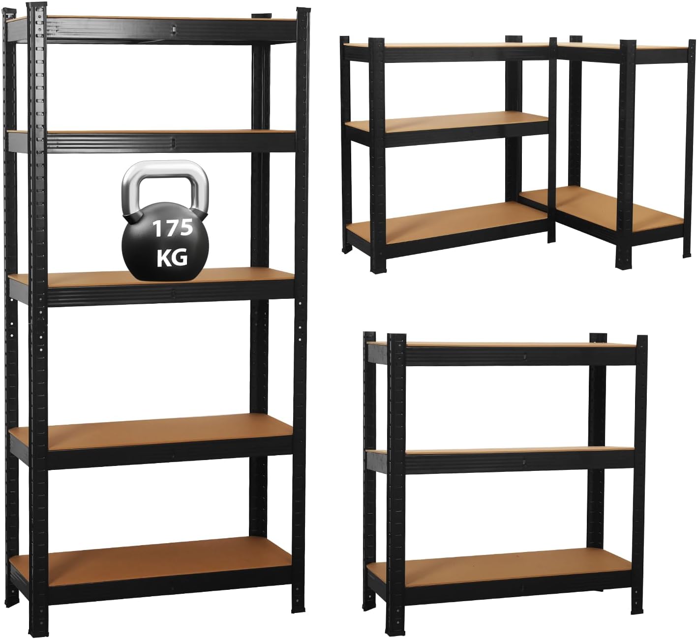 Enhanced Black Metal Garage Shelving Units, Durable 5 Tier Storage Shelf, High-Q...