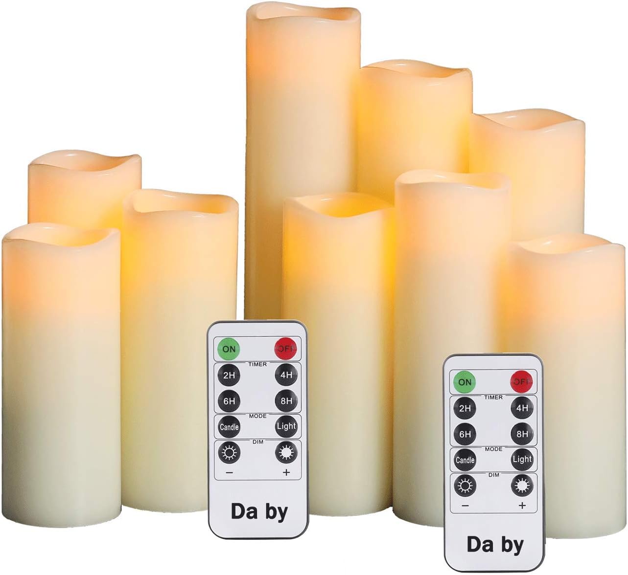 Flameless Candles LED Candles Battery Candle Set of 9(1 - H 22cm, 1 - H20cm, 1 -...