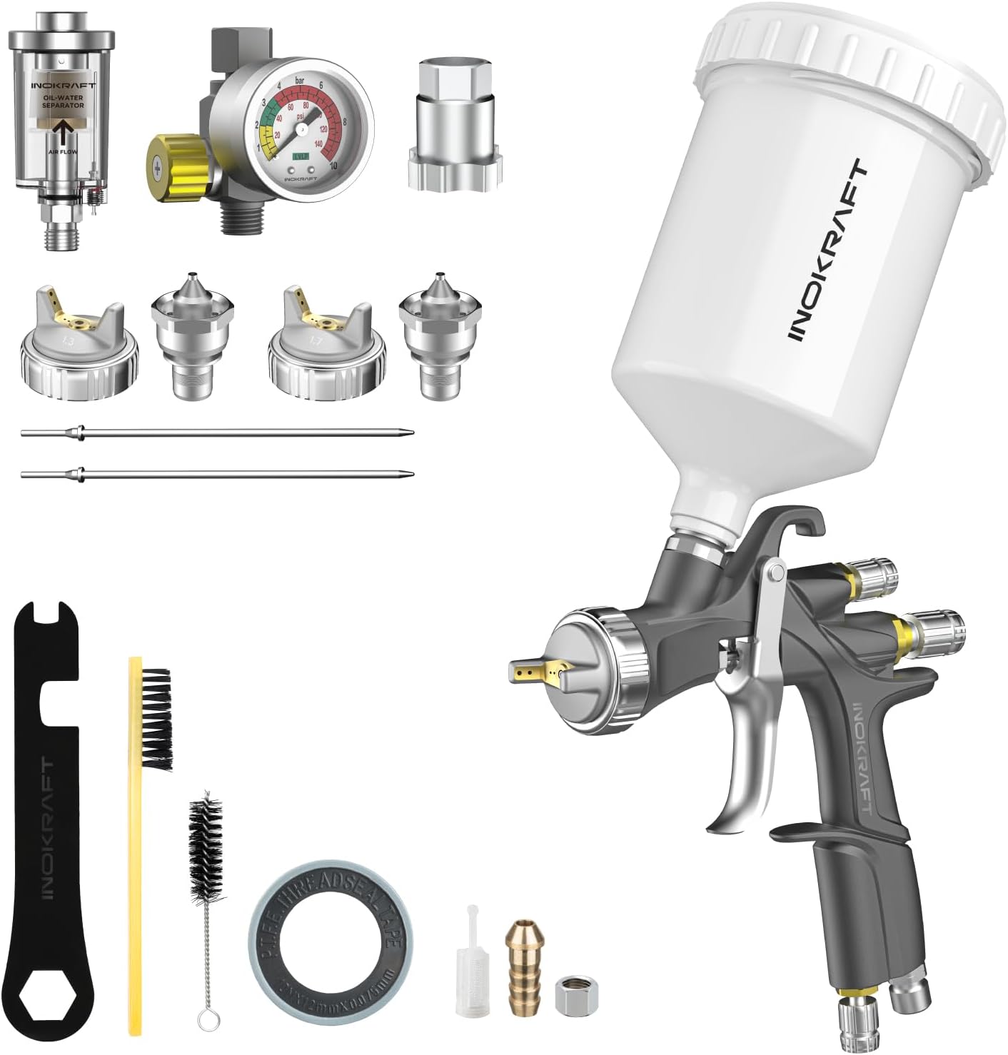 InoKraft D1 LVLP Air Spray Gun, Easy to Use Air Spray Gun for Cars, Premium Kit...