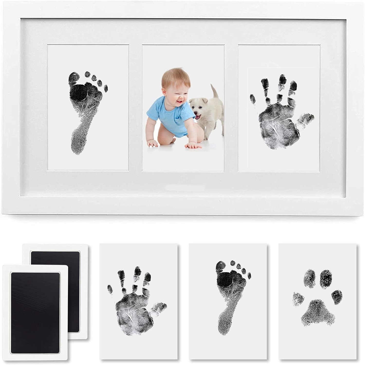 PewinGo Baby Handprint and Footprint Kit, Baby Framed Photo Kit with 100% Clean-...