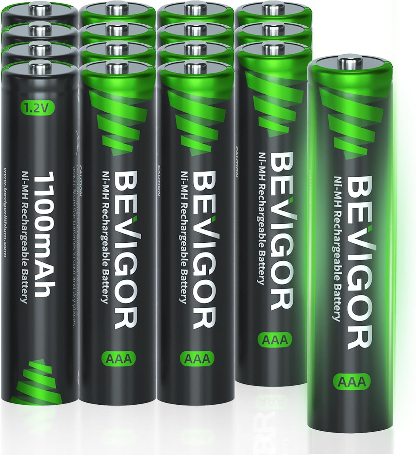 BEVIGOR AAA Rechargeable Batteries 16 Pack, 1100mAh 1500 Cycles High Capacity Ni...