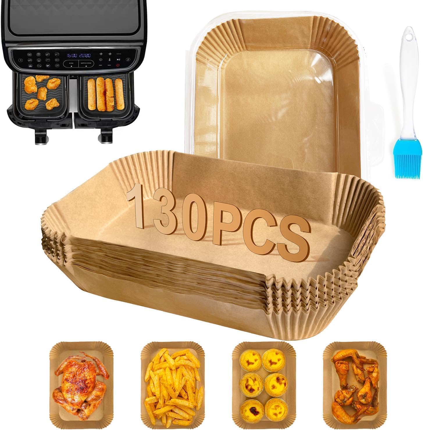 130PC Air Fryer Liners, FEEZOM Ninja Air Fryer Liners for Ninja Air Fryer Dual,...
