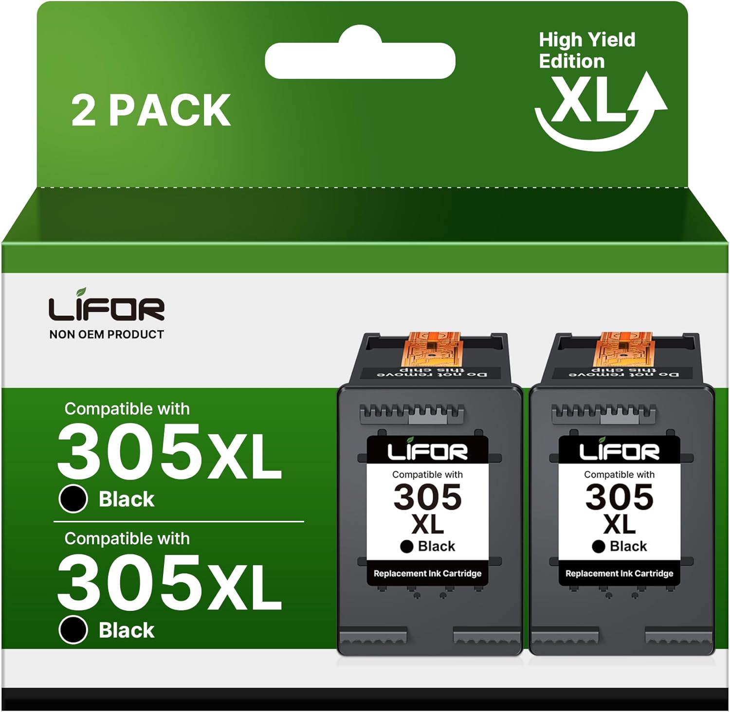 Top LIFOR 305XL Ink Cartridges, Premium Black Replacement Ink Cartridge for HP,...