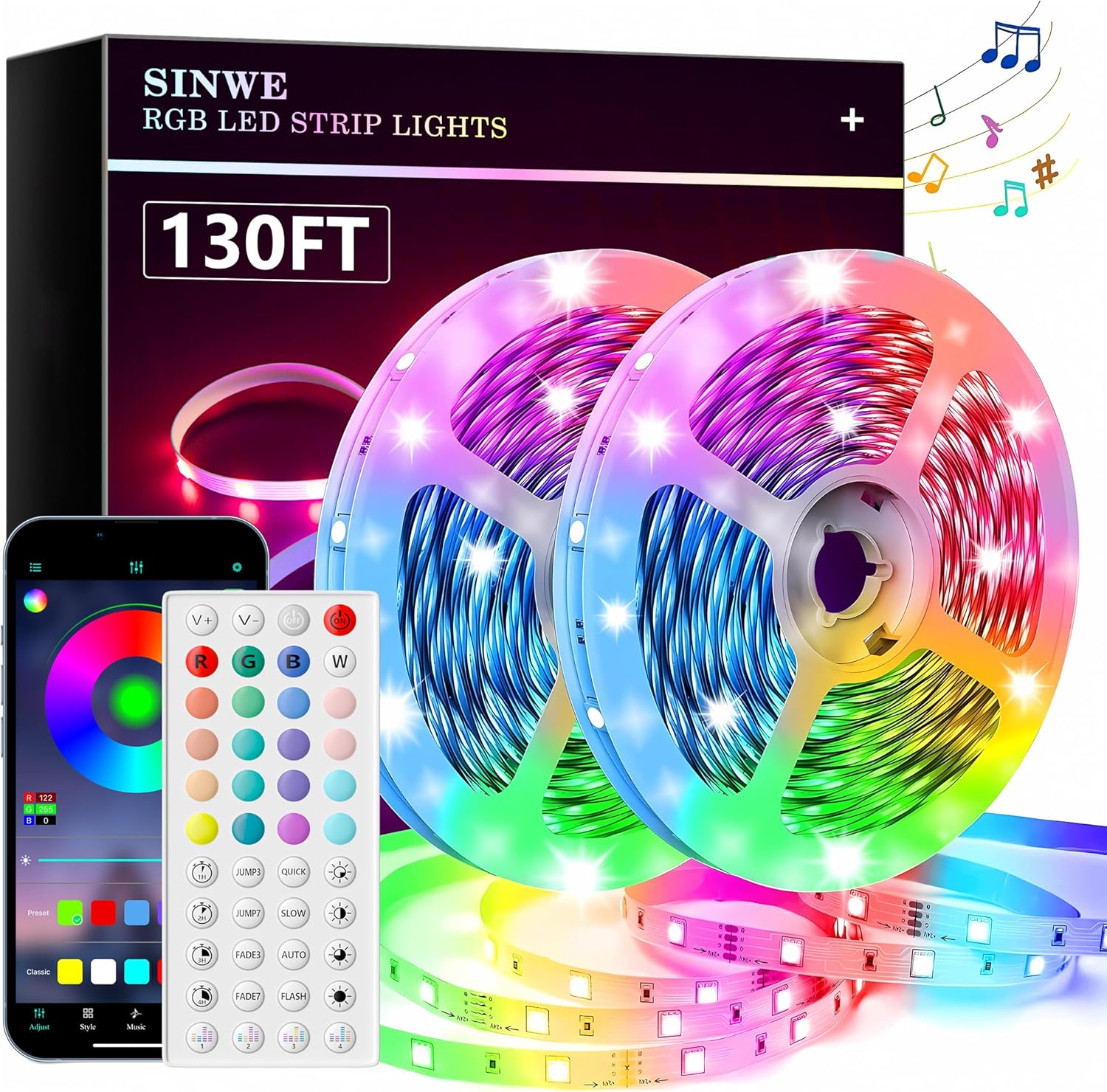 SINWE 40M Led Strip Lights, Innovative Music Sync Led Lights with 44 Keys Remote...