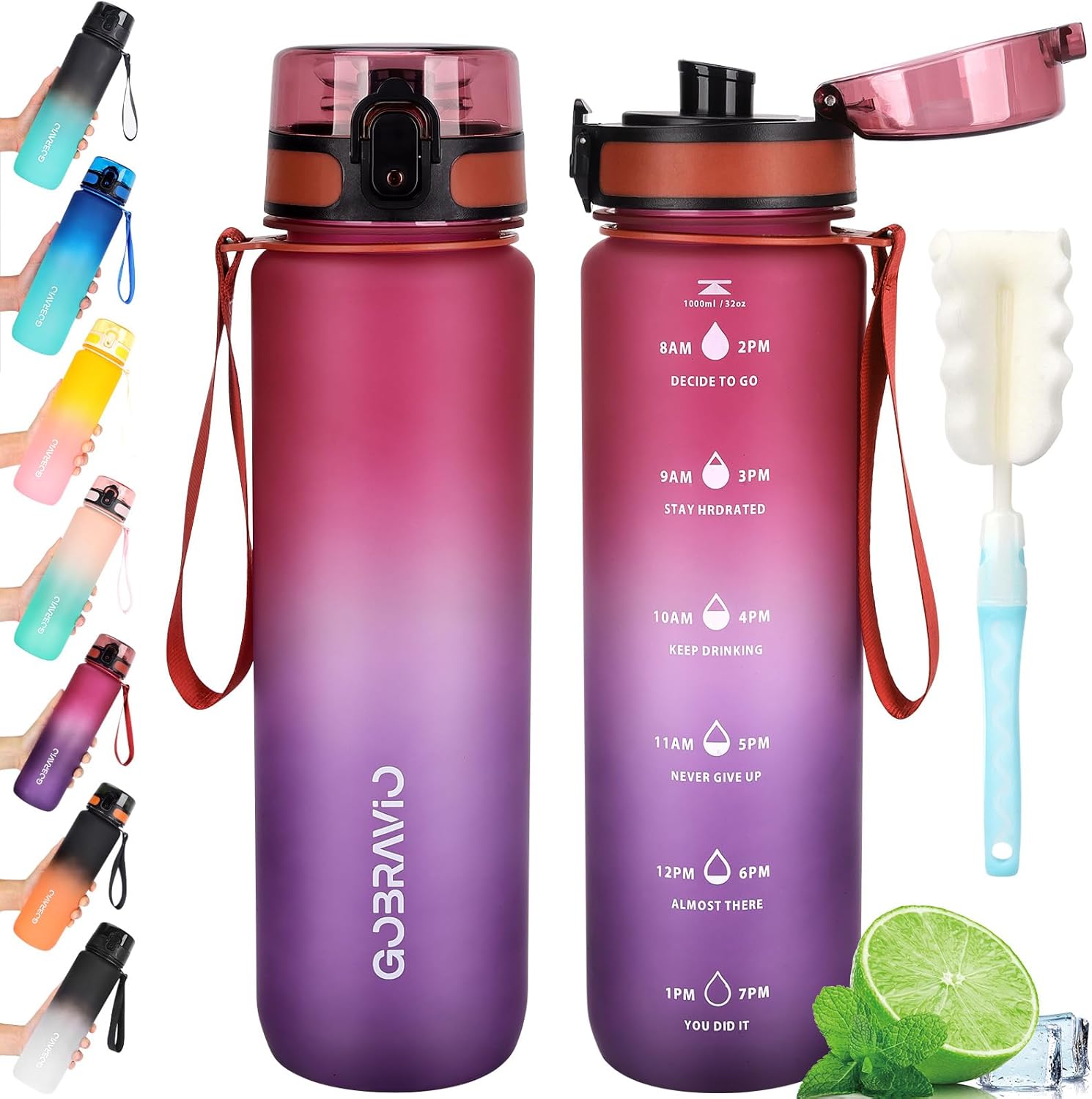 Gobravio Water Bottle, Special 1L BPA Free Sports Drink Bottle, High-Quality Dis...