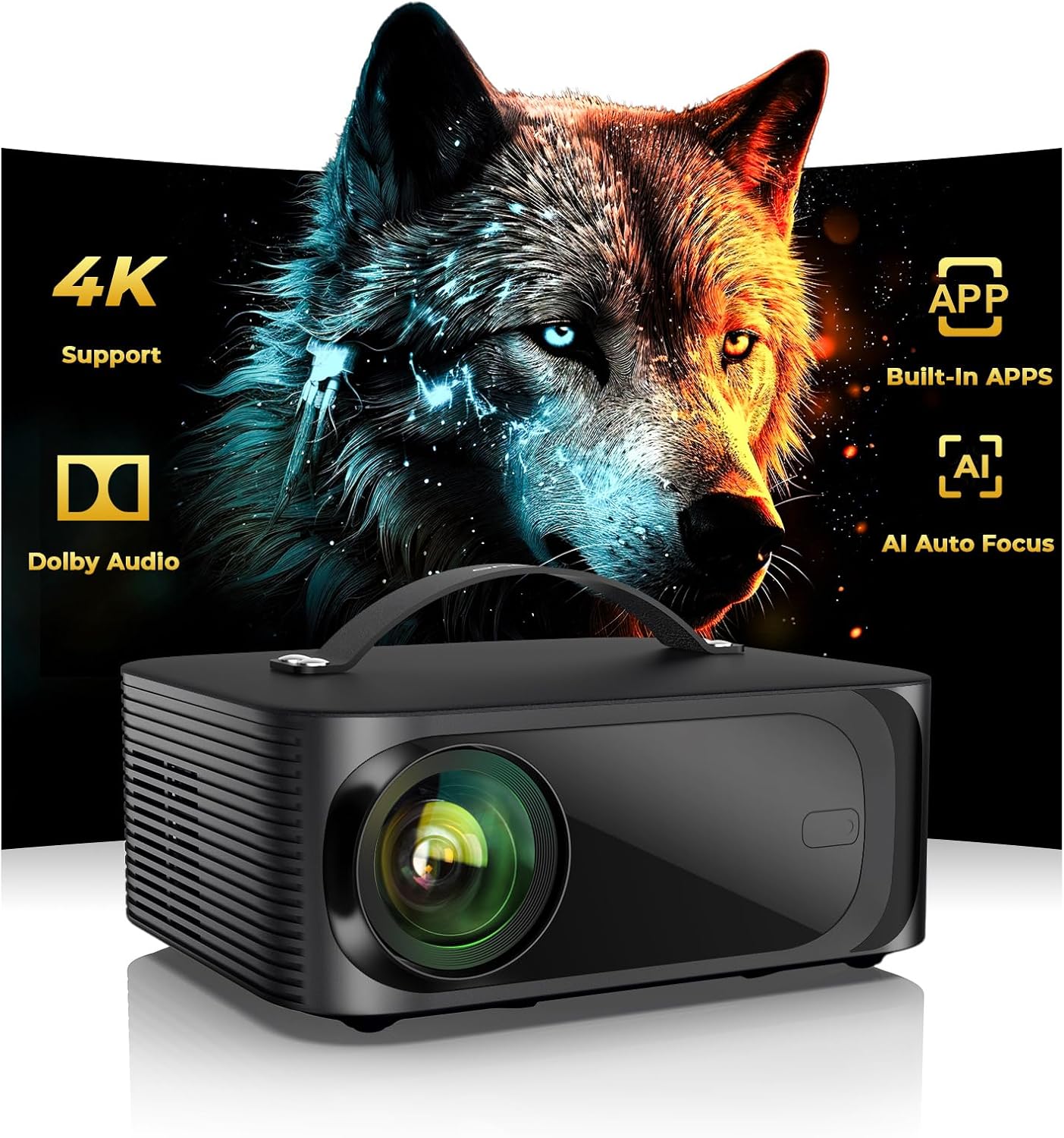 [1500 ANSI/Auto Focus/Built-in APPs] Outdoor-Projector-4K with Wifi6 and Bluetoo...