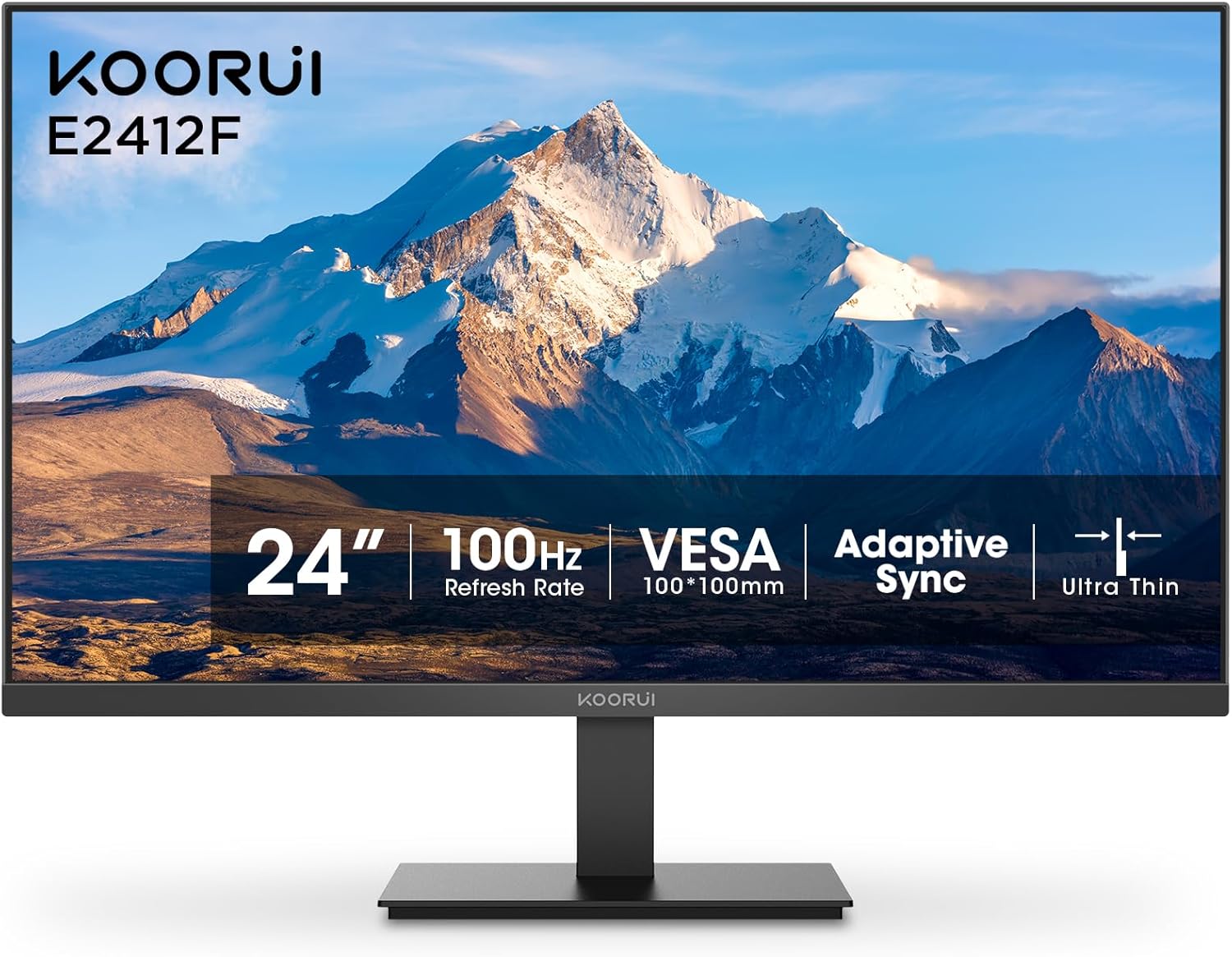 KOORUI 24-inch Computer Monitor Full HD 1920 x 1080p 100Hz VA Display 3000:1 Con...