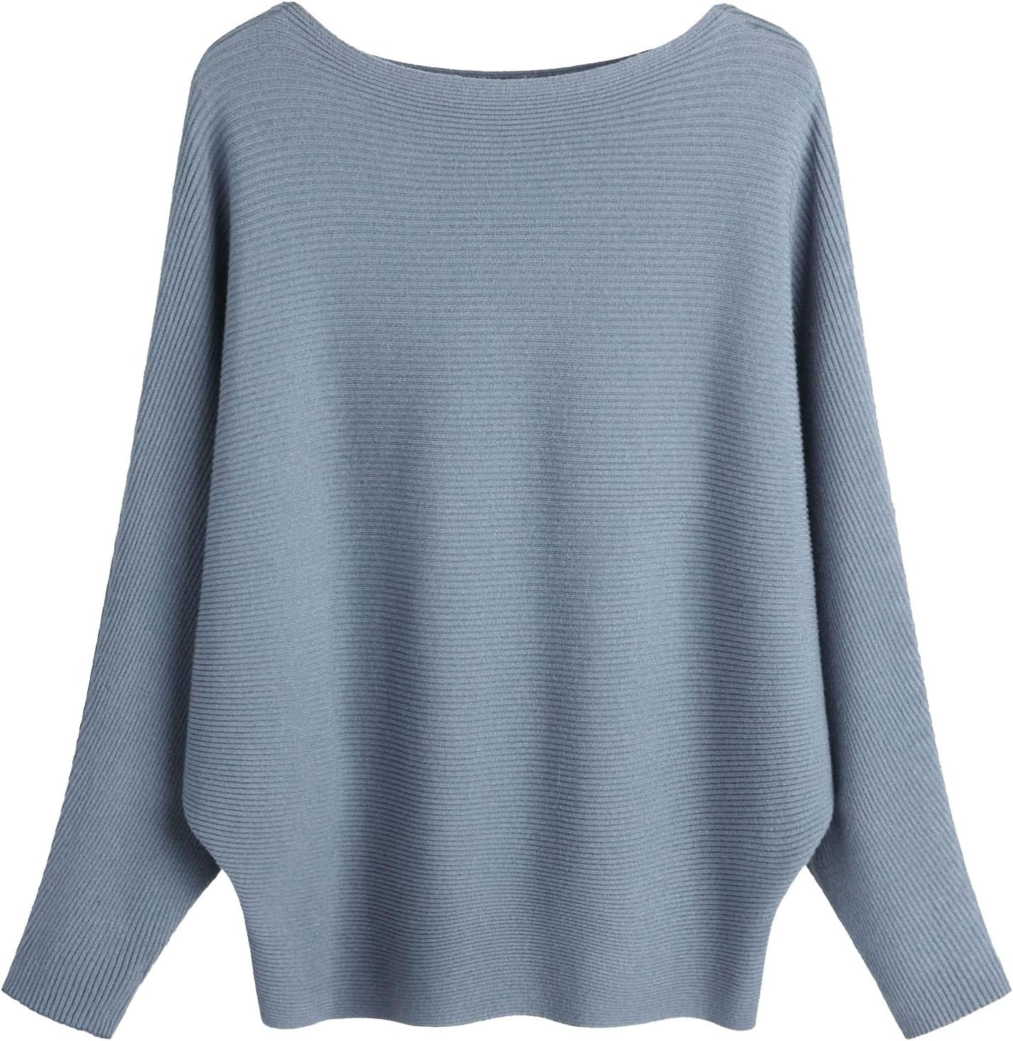 FULIER Boat Neck Batwing Sleeves Dolman Loose Knitted Sweaters and Pullovers Jum...