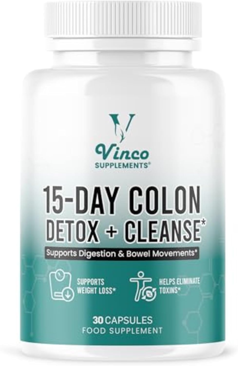 Vinco Colon Cleanse 15 Day Detox - Supports Weight Loss - Eliminates Toxins - Re...