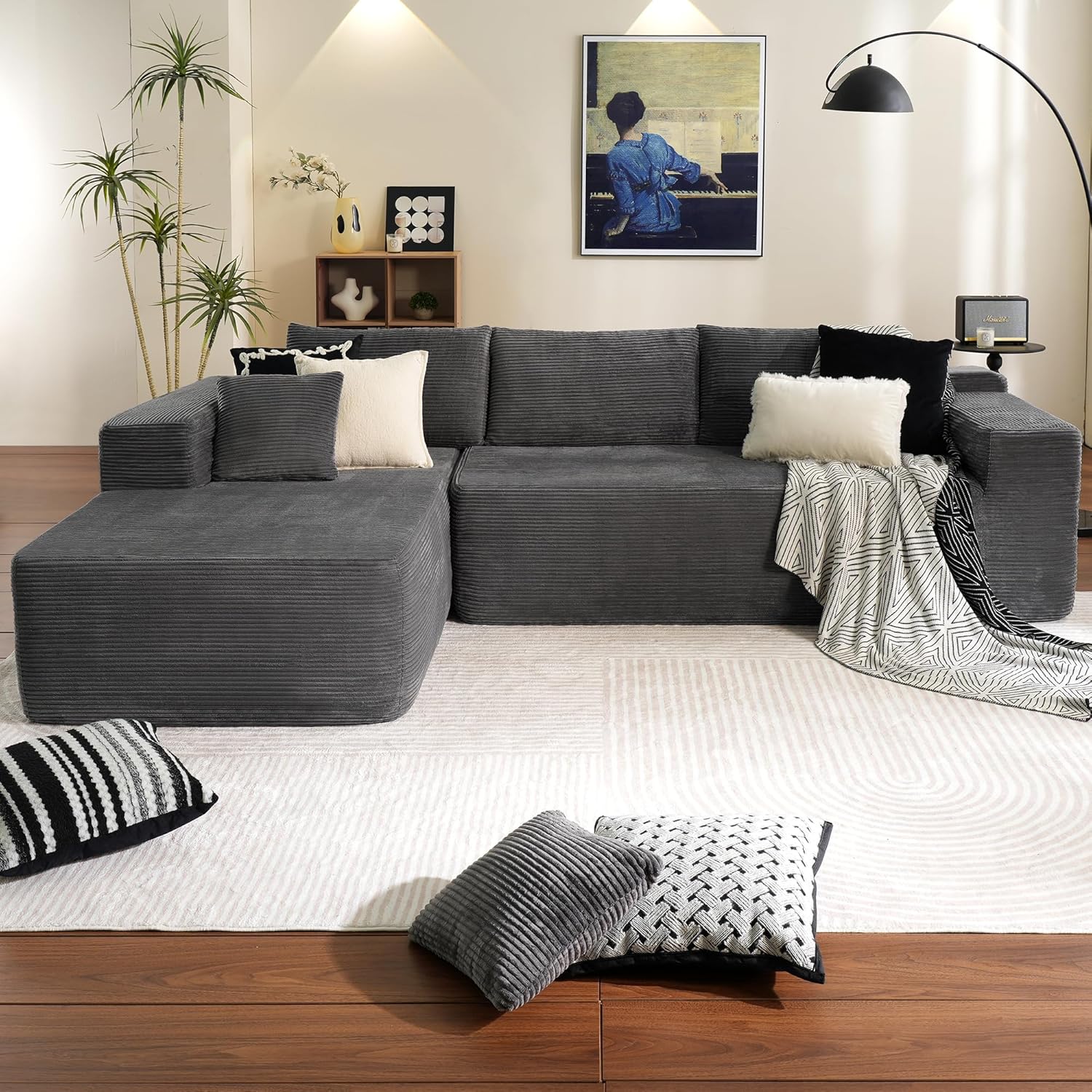 Stylish ovios 104\" Cloud Sectional Couch, High-Quality Modern Modular Sofa with...