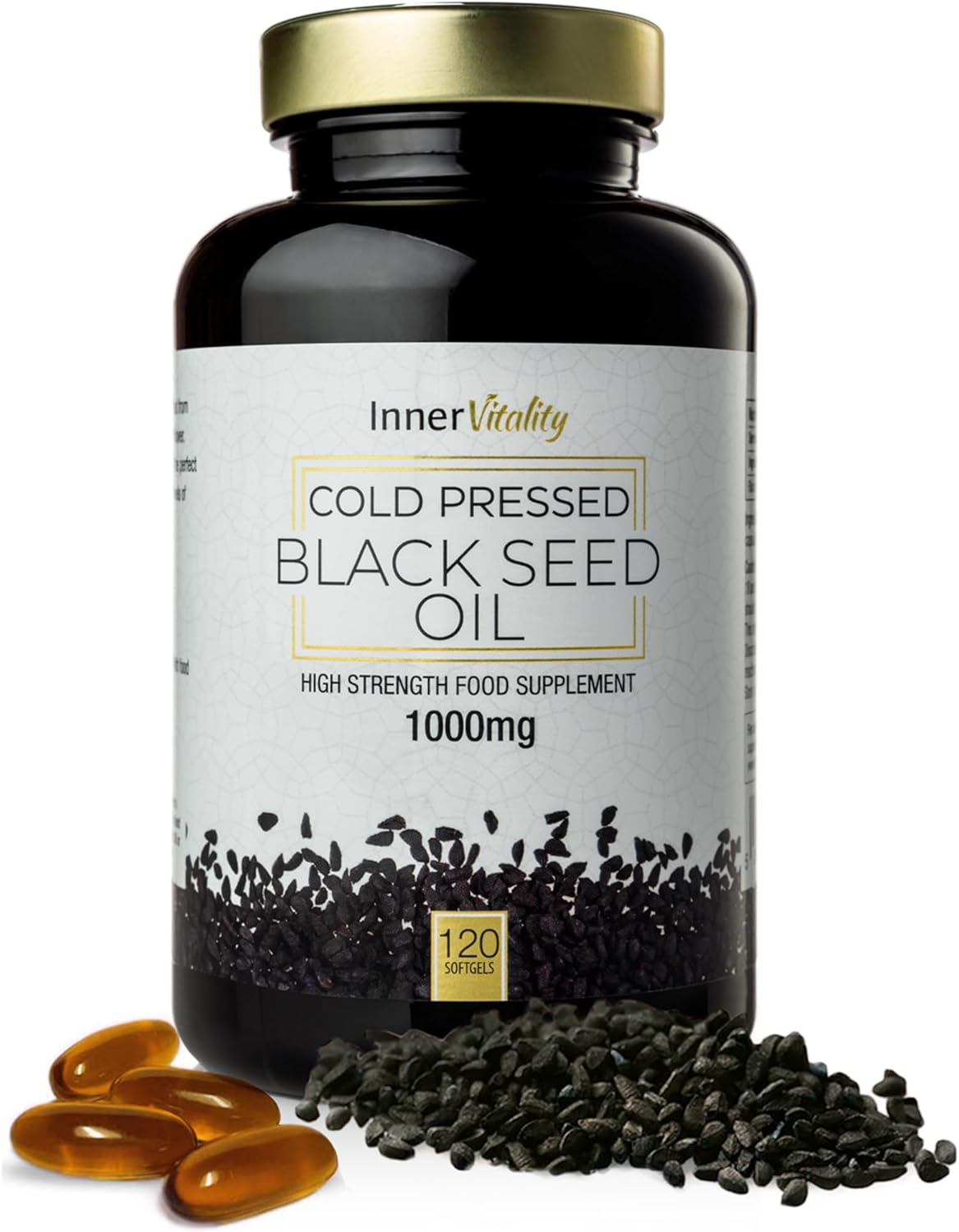 Black Seed Oil 120 Double Strength Capsules - Premium Cold Pressed Virgin Oil, H...