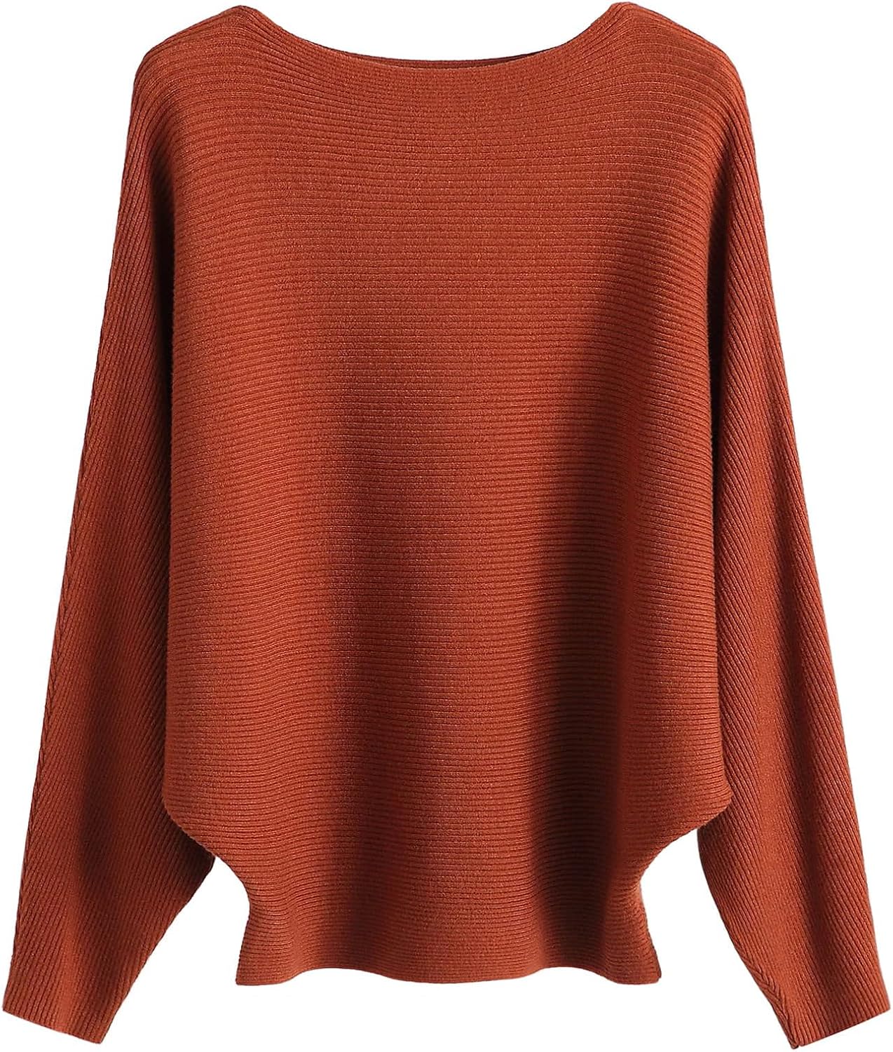 FULIER Boat Neck Batwing Sleeves Dolman Loose Knitted Sweaters and Pullovers Jum...