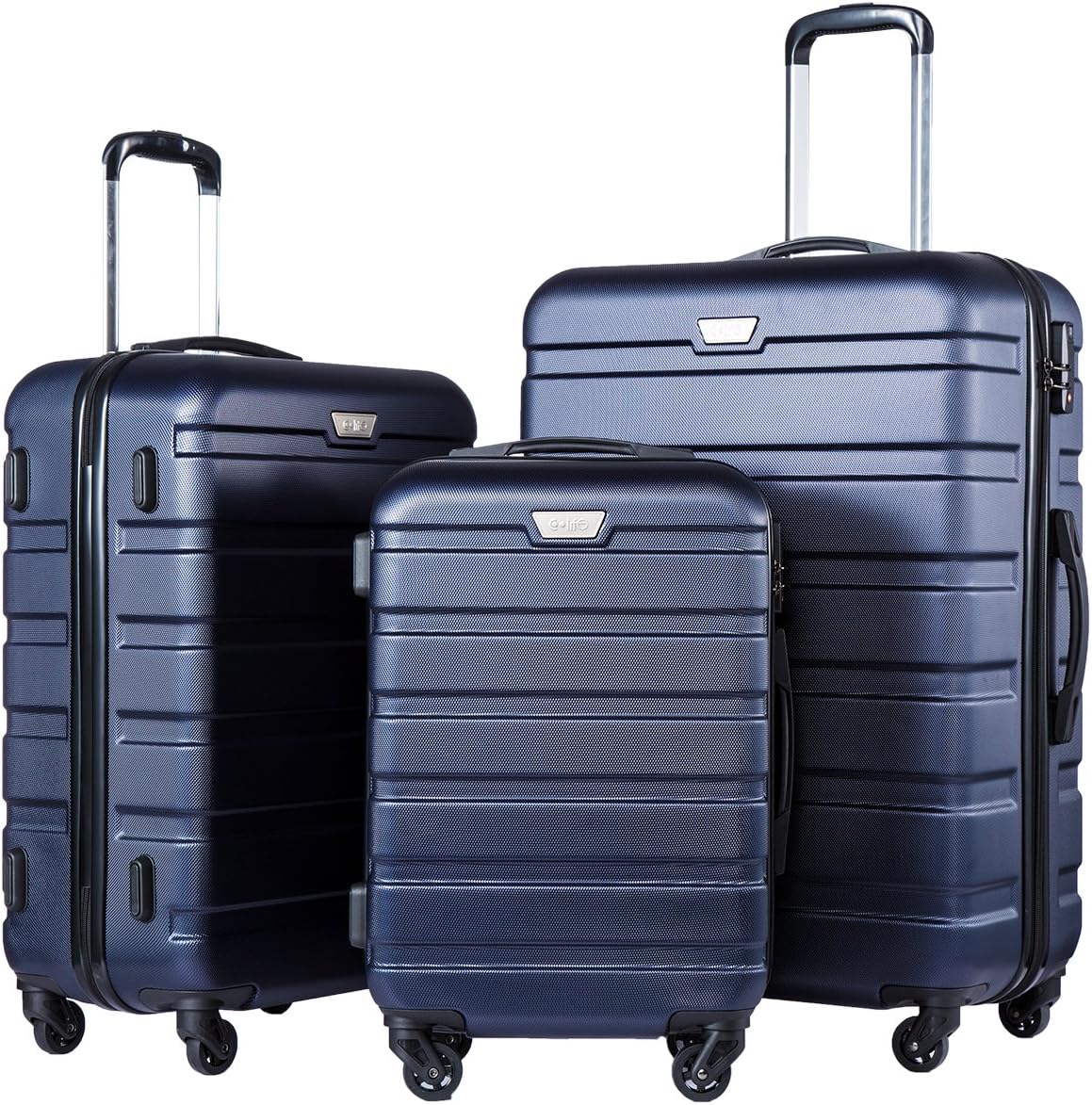 Coolife Luggage 3 Piece Set Suitcase Spinner Hardshell Lightweight TSA Lock navy...