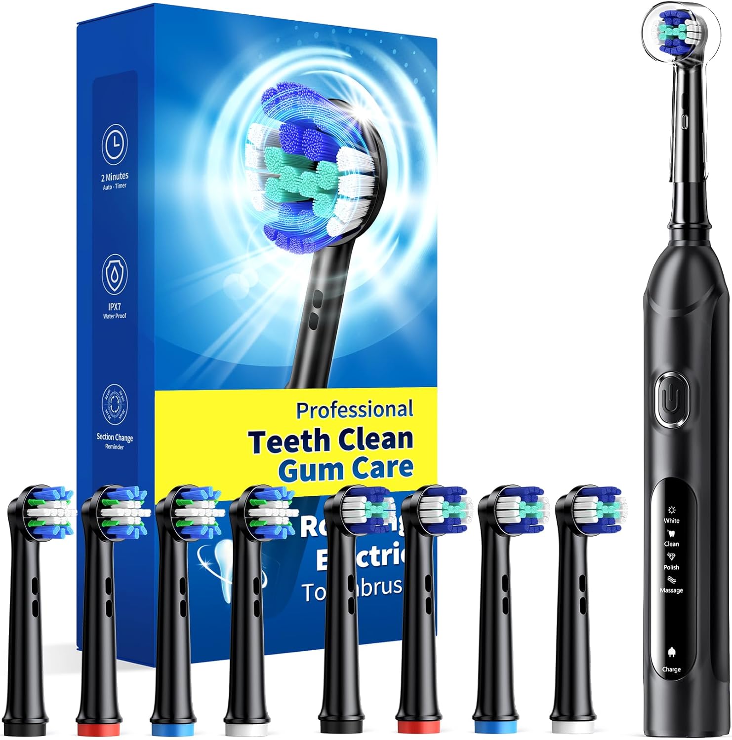 Rotating Electric Toothbrush Case for Adults, 4 Modes Deep Clean Electric Toothb...