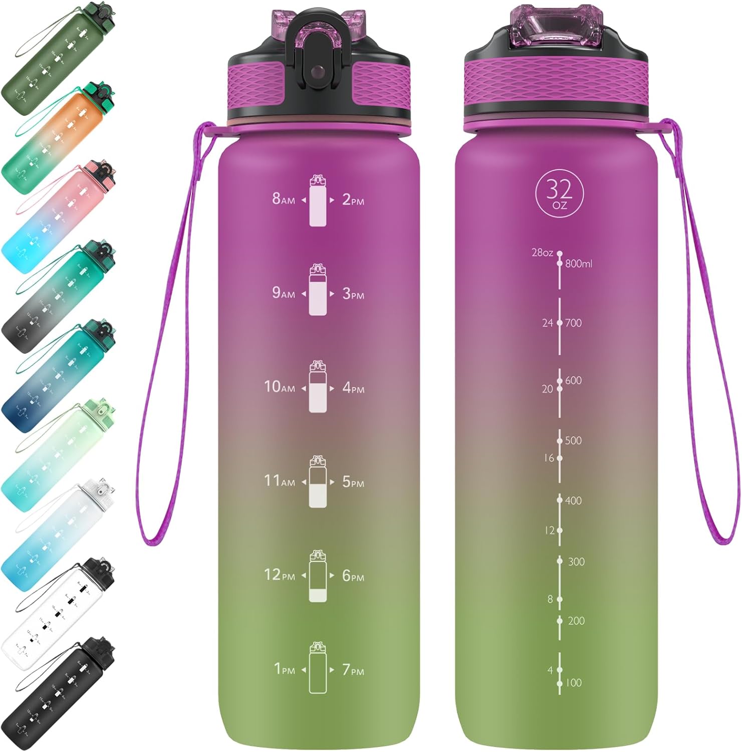 Premium EYQ Water Bottle, Exclusive Leak-Proof Motivational Sports Drinks Bottle...