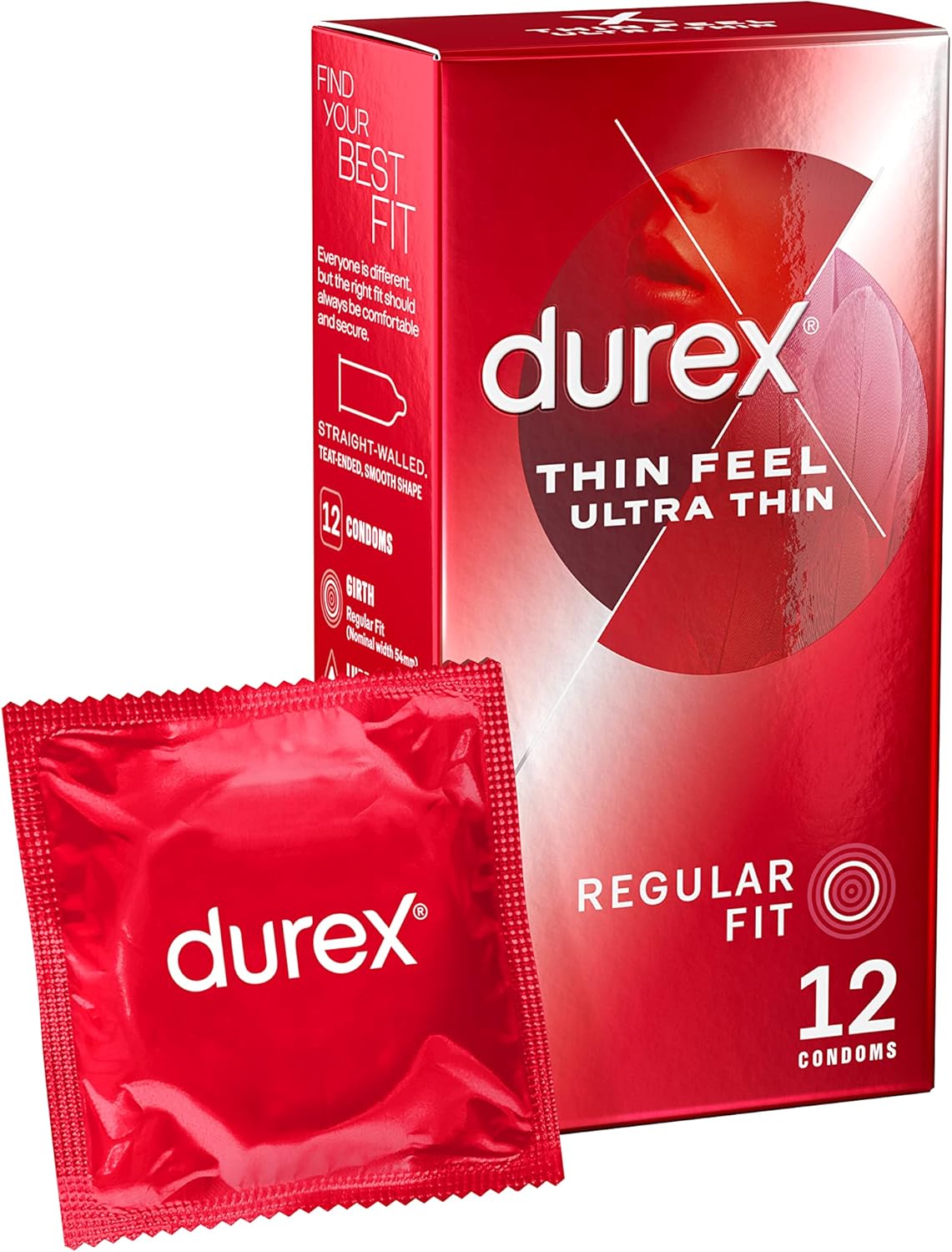 Durex Thin Feel Condoms, Special Ultra Thin Condoms, High-Quality Regular Fit Co...