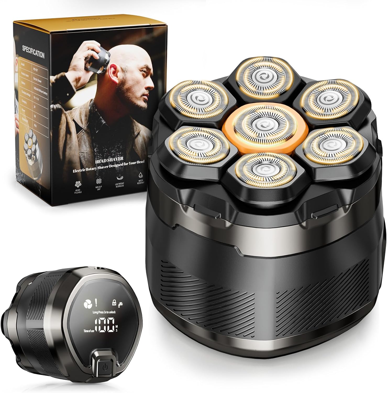 Dyoonoer 7D Electric Head Shavers for Men - Cordless Waterproof Rotary Razor Hea...