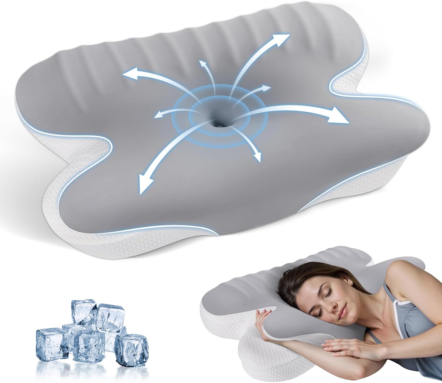 JINXIA Memory Foam Pillows for Sleeping,Ergonomic Orthopedic Neck Support Pillow...
