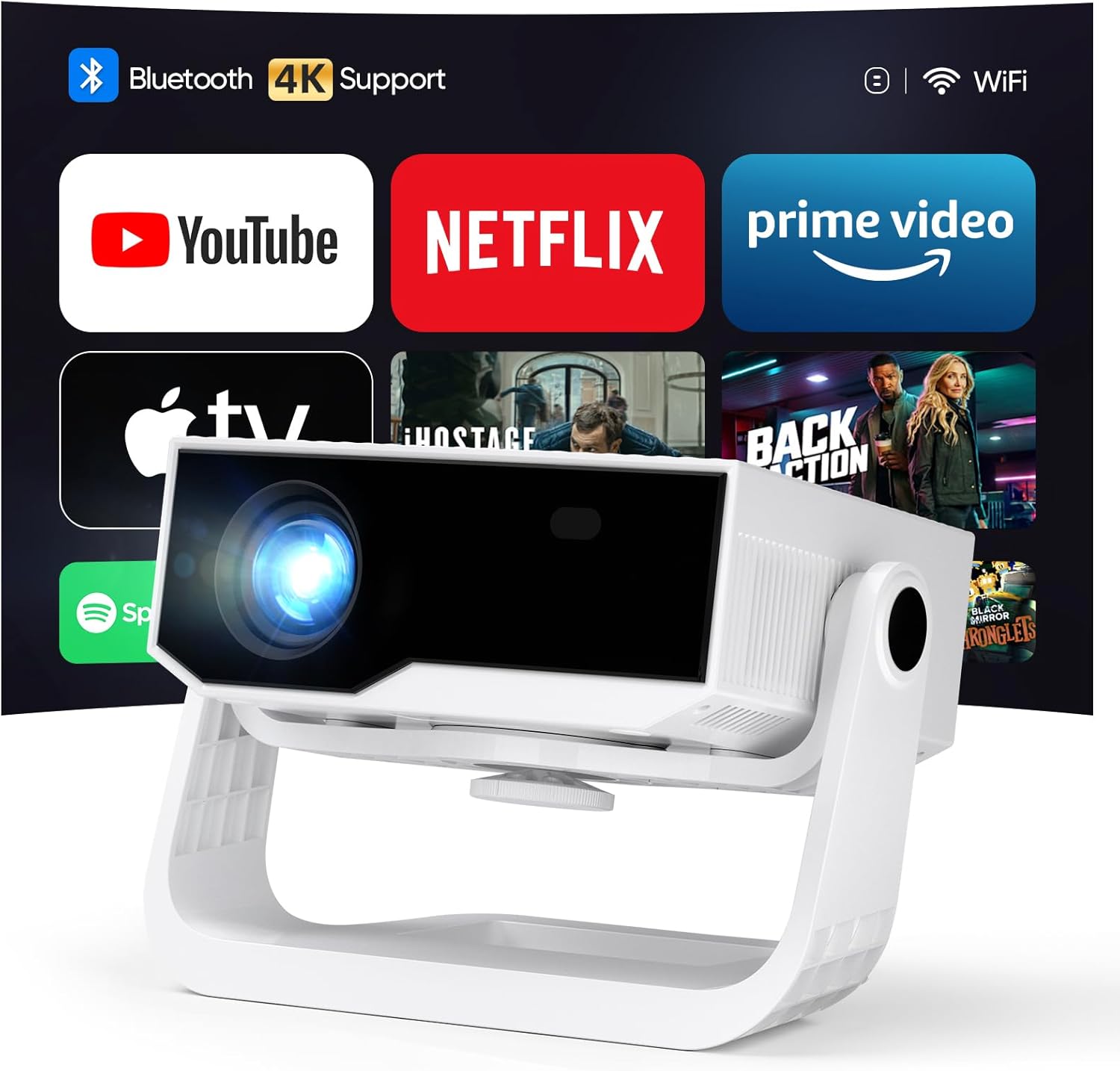 Wielio 2025 Ultra Smart Projector Built-in Apps, 32000 Lumens,Full HD 4K Support...