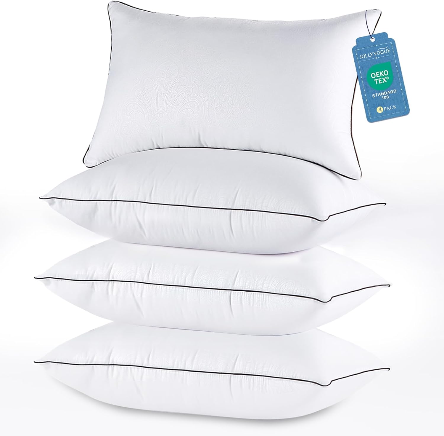 JOLLYVOGUE Pillows Queen Size Set of 4 for Sleeping, Soft and Supportive Bed Pil...