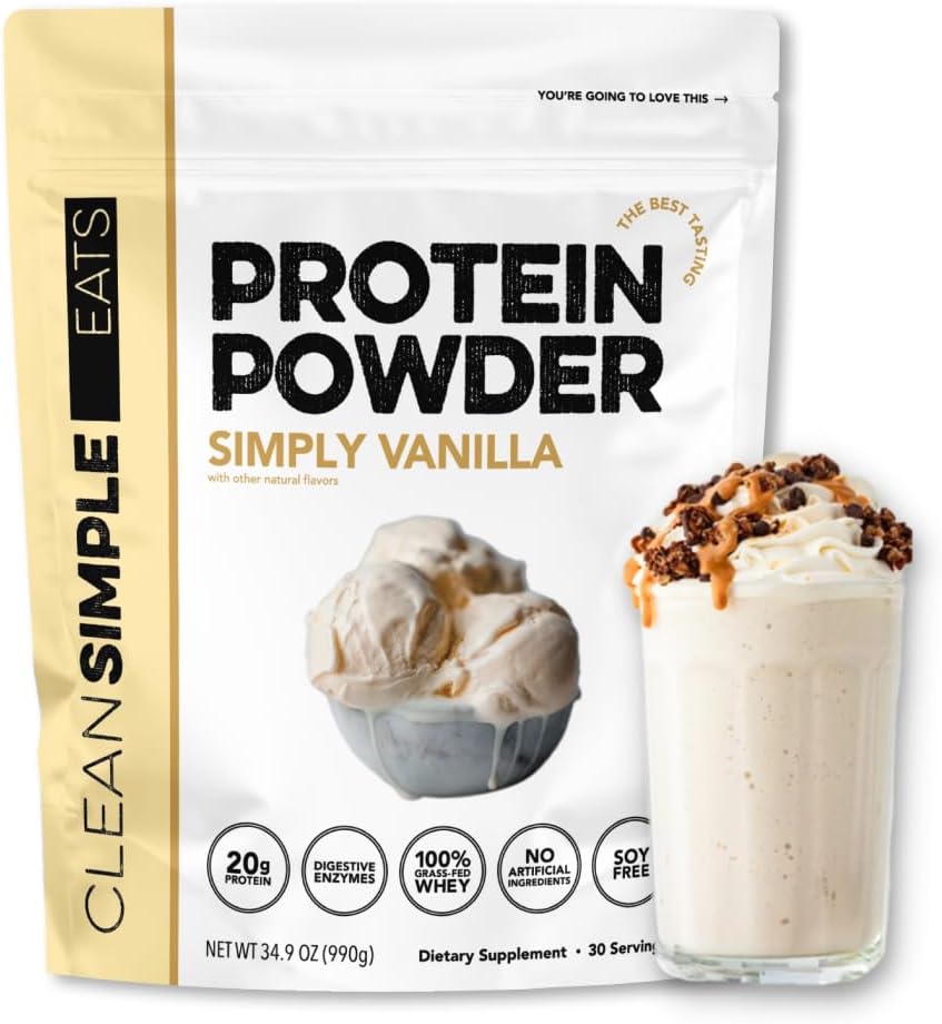 Clean Simple Eats Whey Protein Powder, Simply Vanilla Flavor Naturally Sweetened...