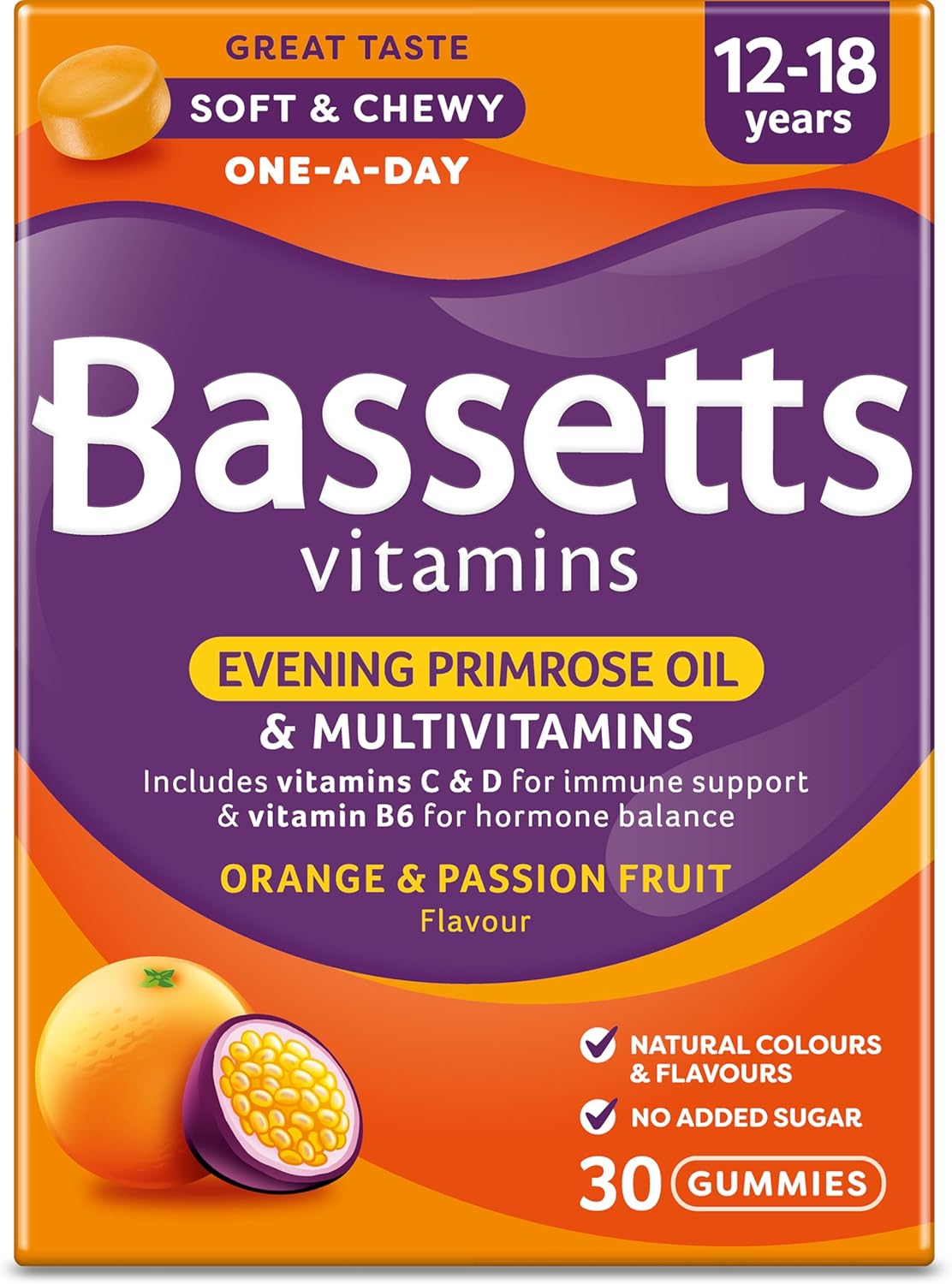 Bassetts Vitamins 12-18 Years Evening Primrose Oil Orange & Passion Fruit Flavou...