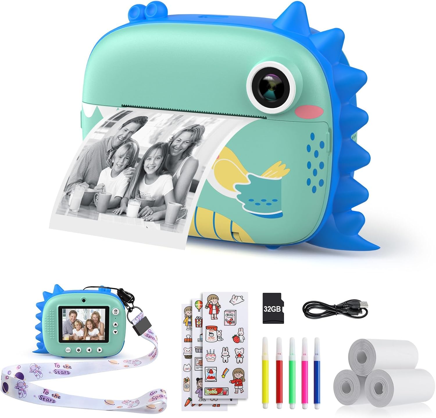 HiMont Kids Camera Instant Print, Digital Camera for Kids with No Ink Print Pape...