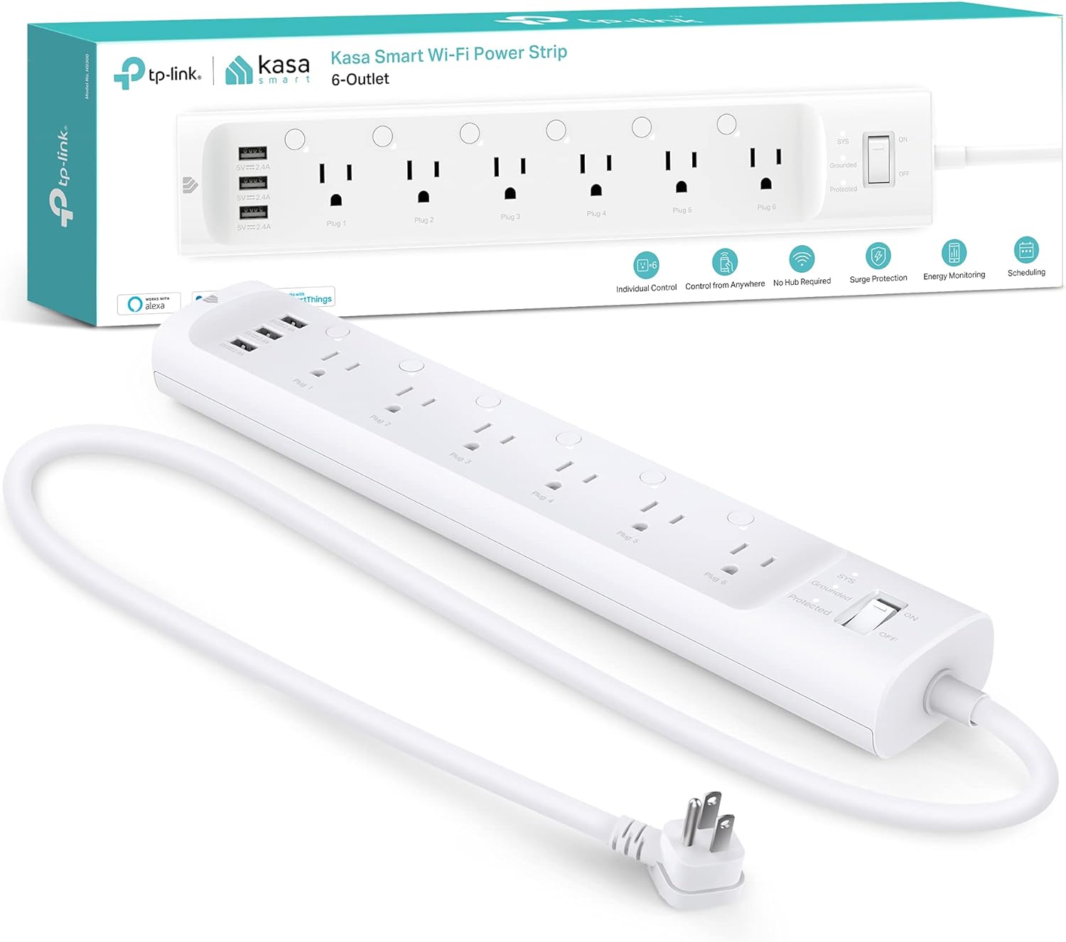 Kasa Smart Plug Power Strip HS300, Surge Protector with 6 Individually Controlle...