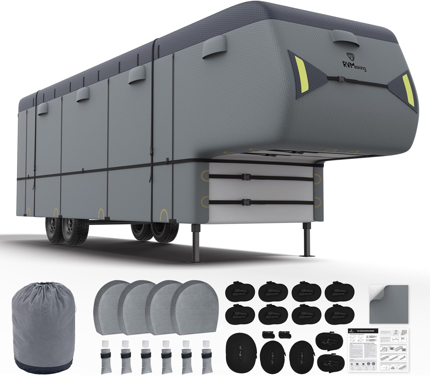 High-Quality RVMasking 5th Wheel RV Cover, Durable 7 Layers Top Fifth Wheel Trai...