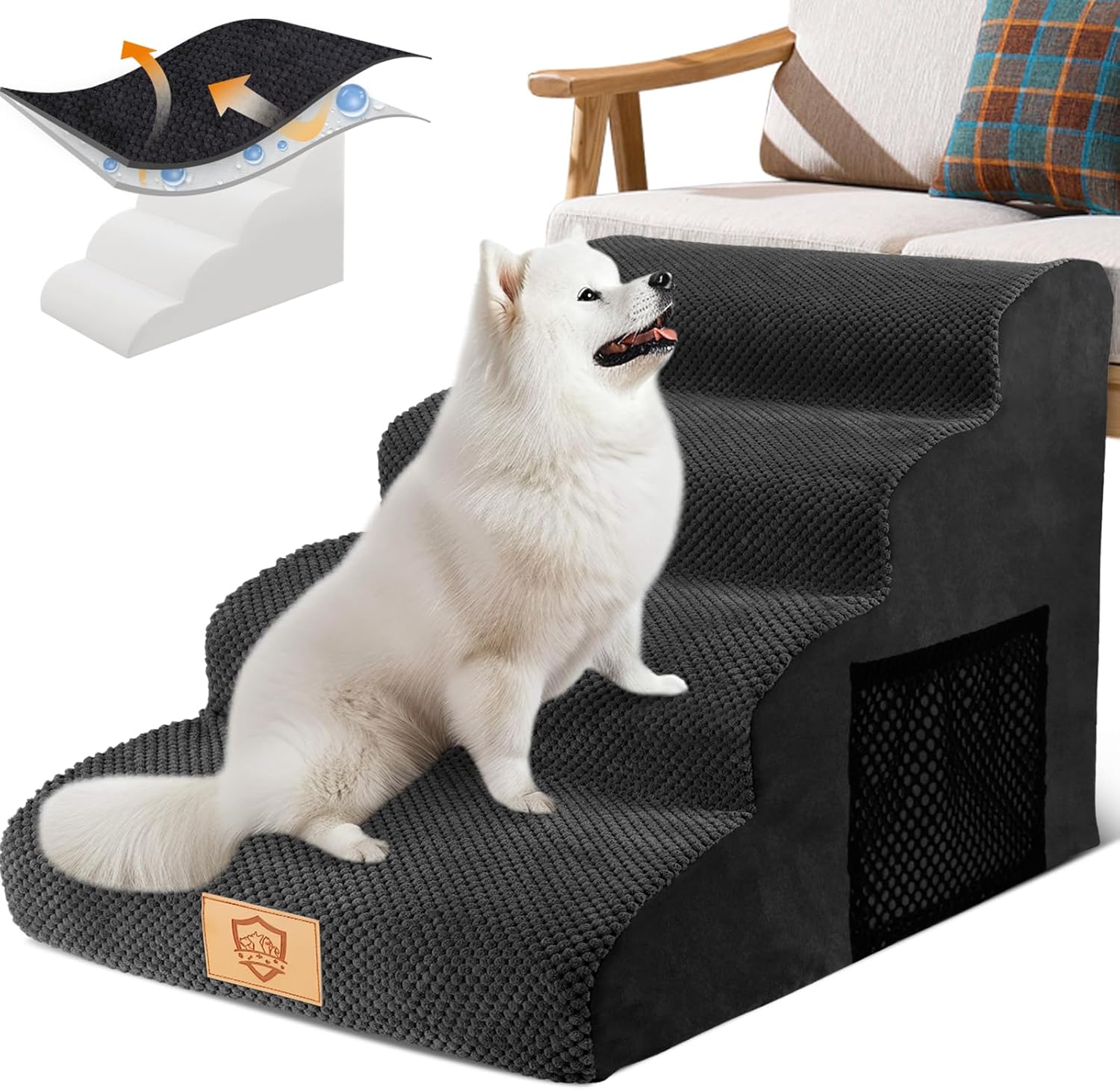 Pawchop Dog Steps, Special Dog Stairs with Removable Cover, High-Quality Waterpr...